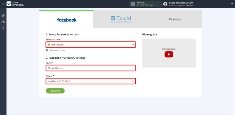 Facebook and Ecwid integration | Setting up leads upload