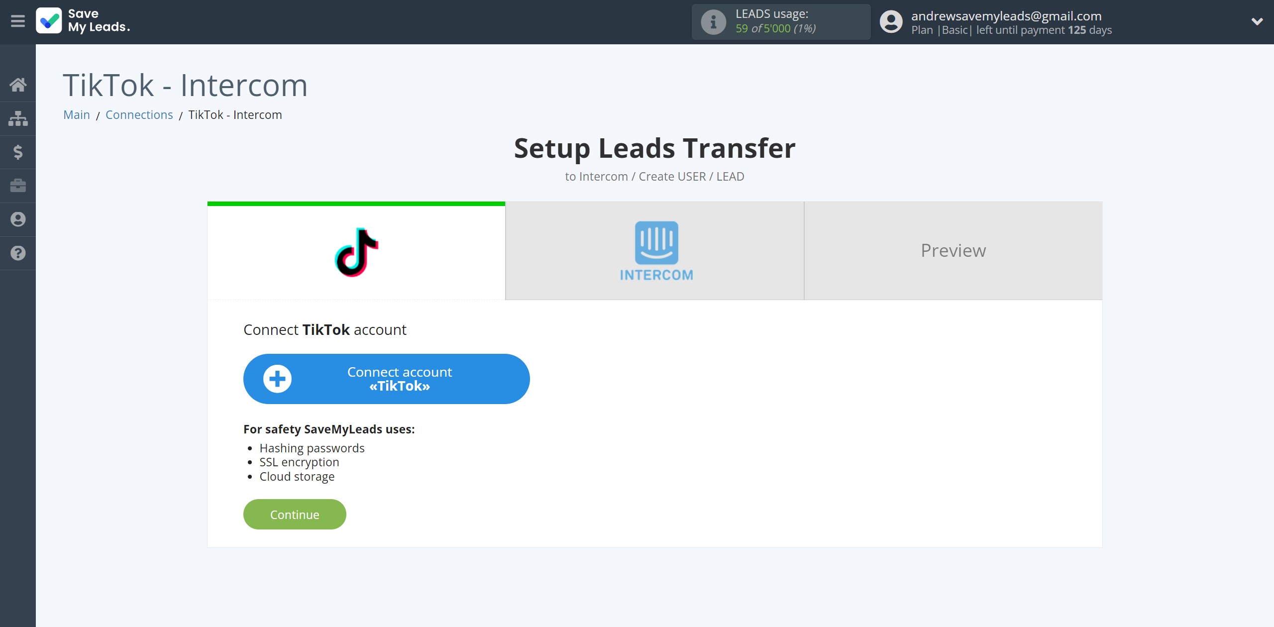 How to Connect TikTok with Intercom | Data Source account