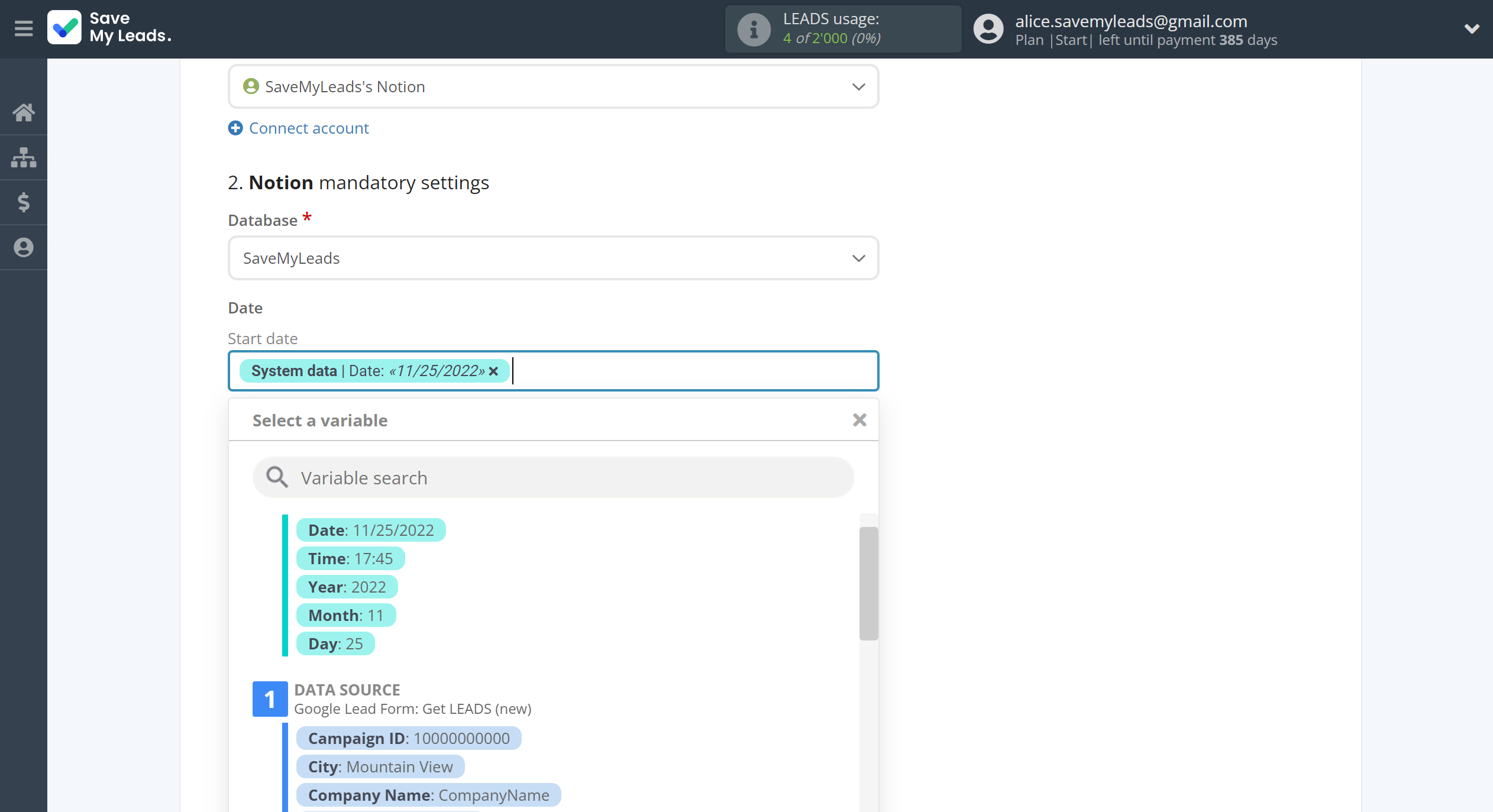 How to Connect Google Lead Form with Notion | Assigning fields