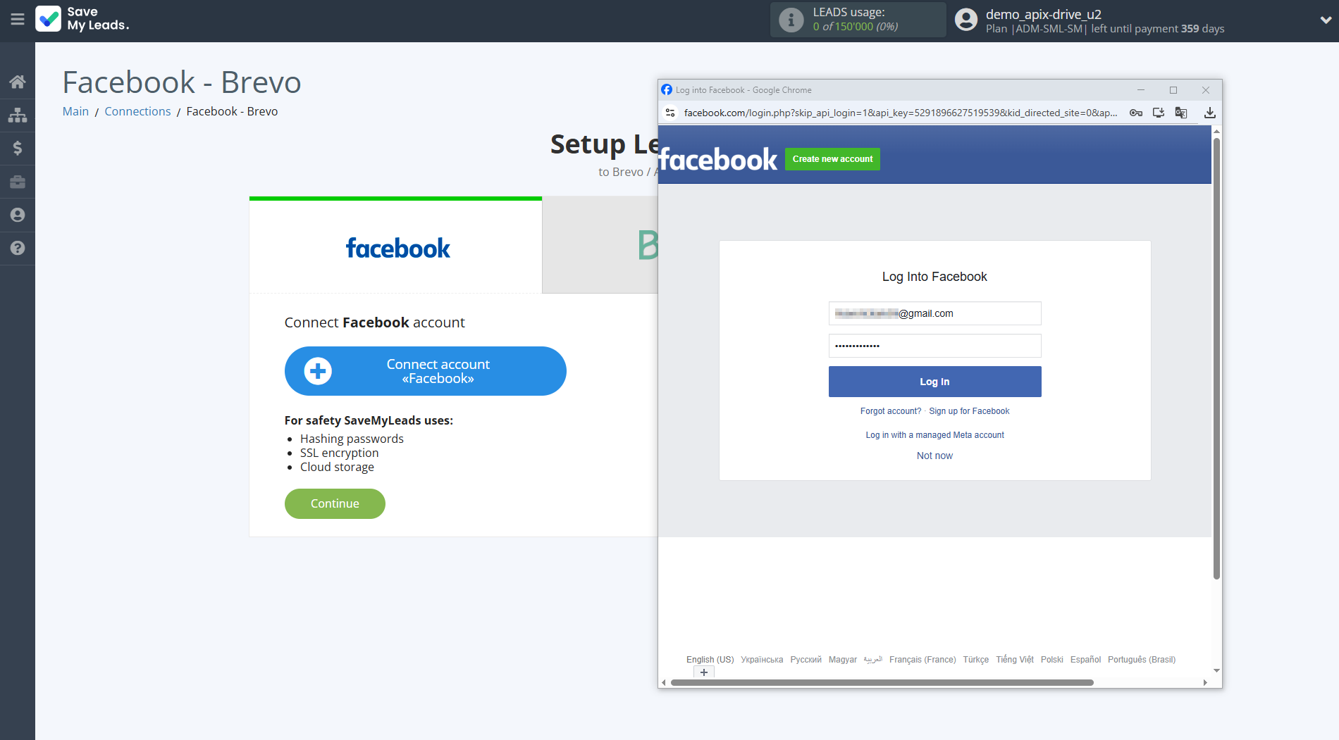 How to Connect Facebook with Brevo | Data Source account connection