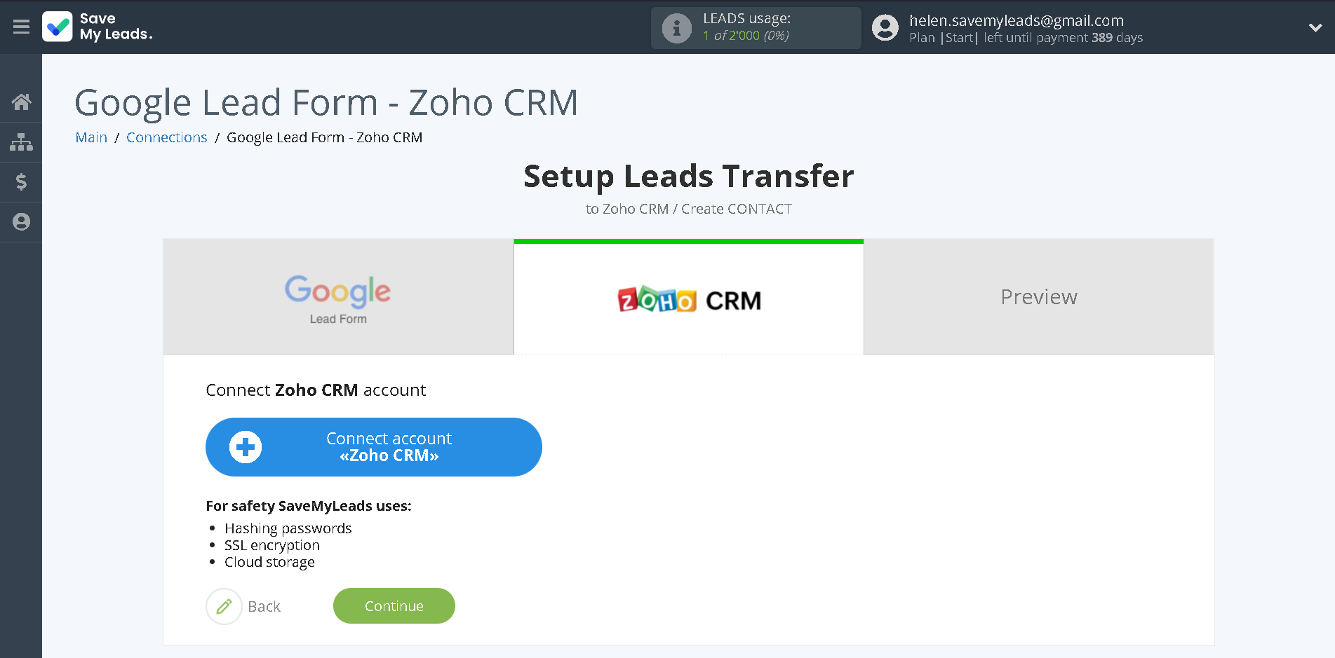 How to Connect Google Lead Form with Zoho CRM Create Contacts | Data Destination account connection