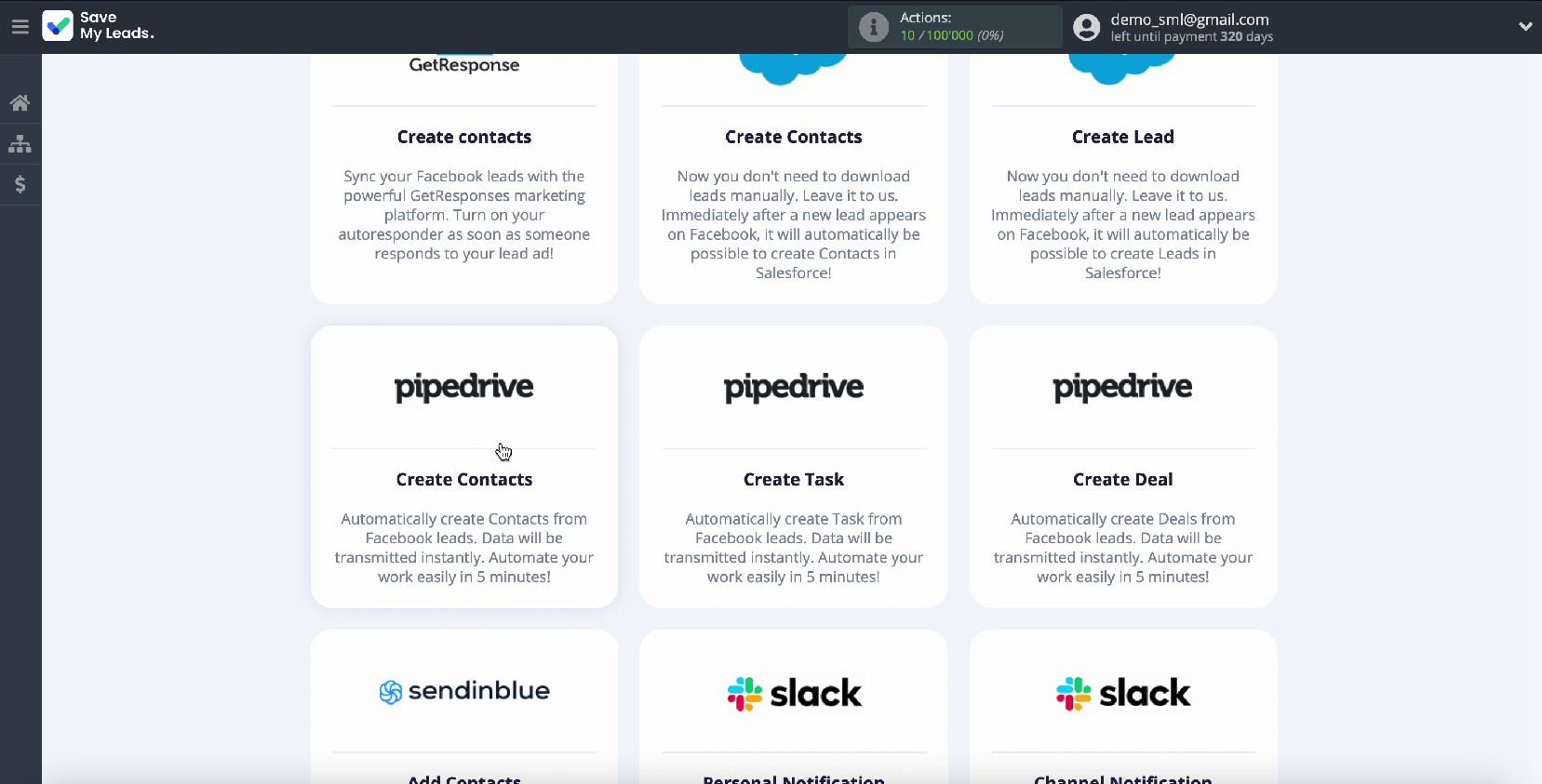 Facebook Leads Ads and Pipedrive CRM integration | Choose a system template