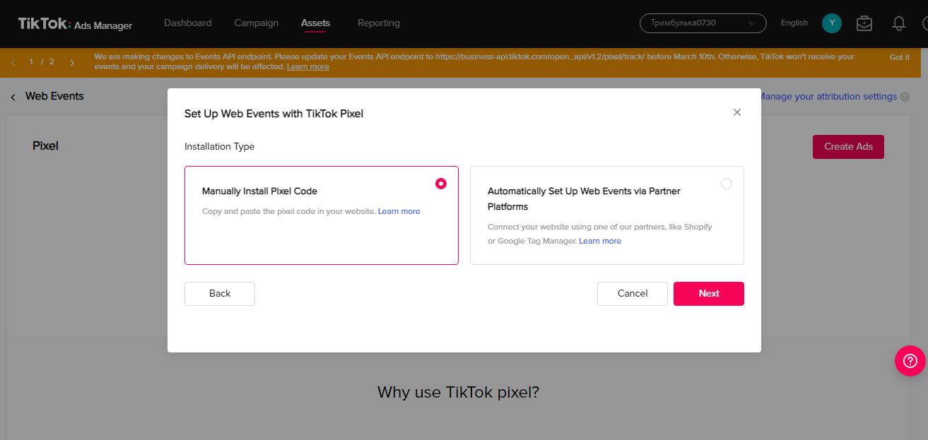 How to setup TikTok ads | Manually install