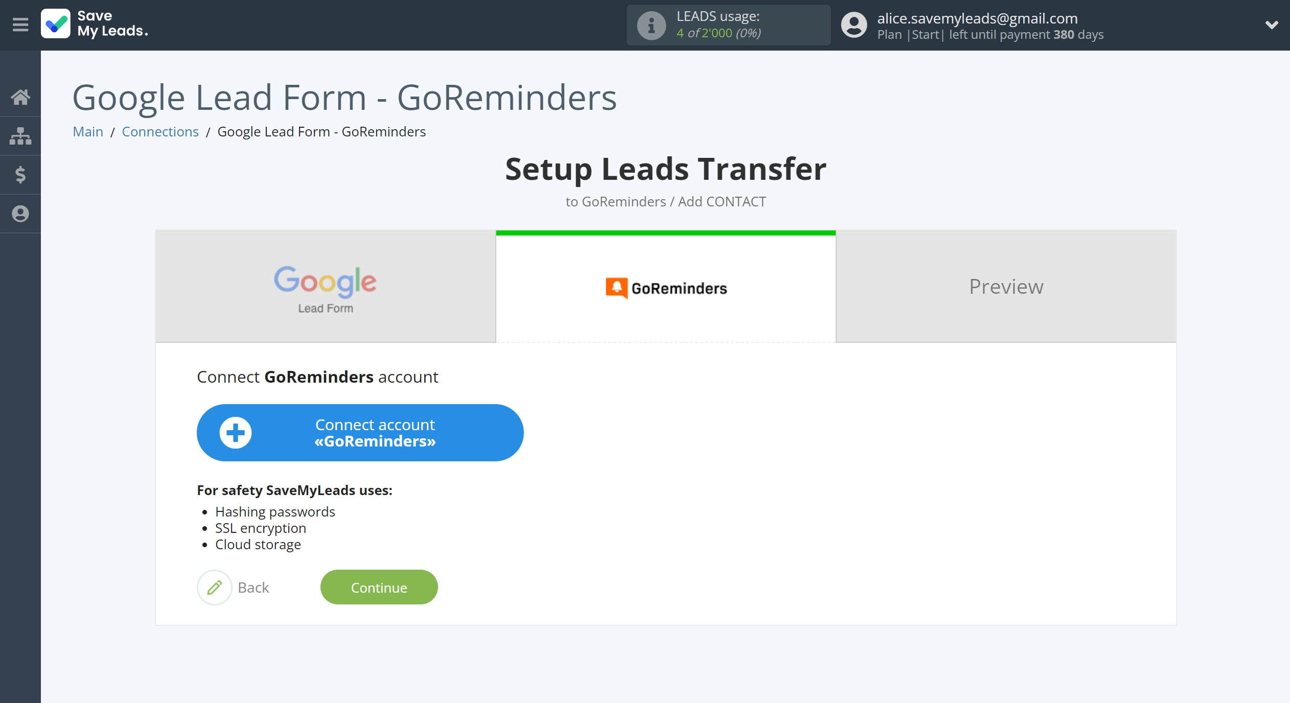 How to Connect Google Lead Form with GoReminders | Data Destination account connection