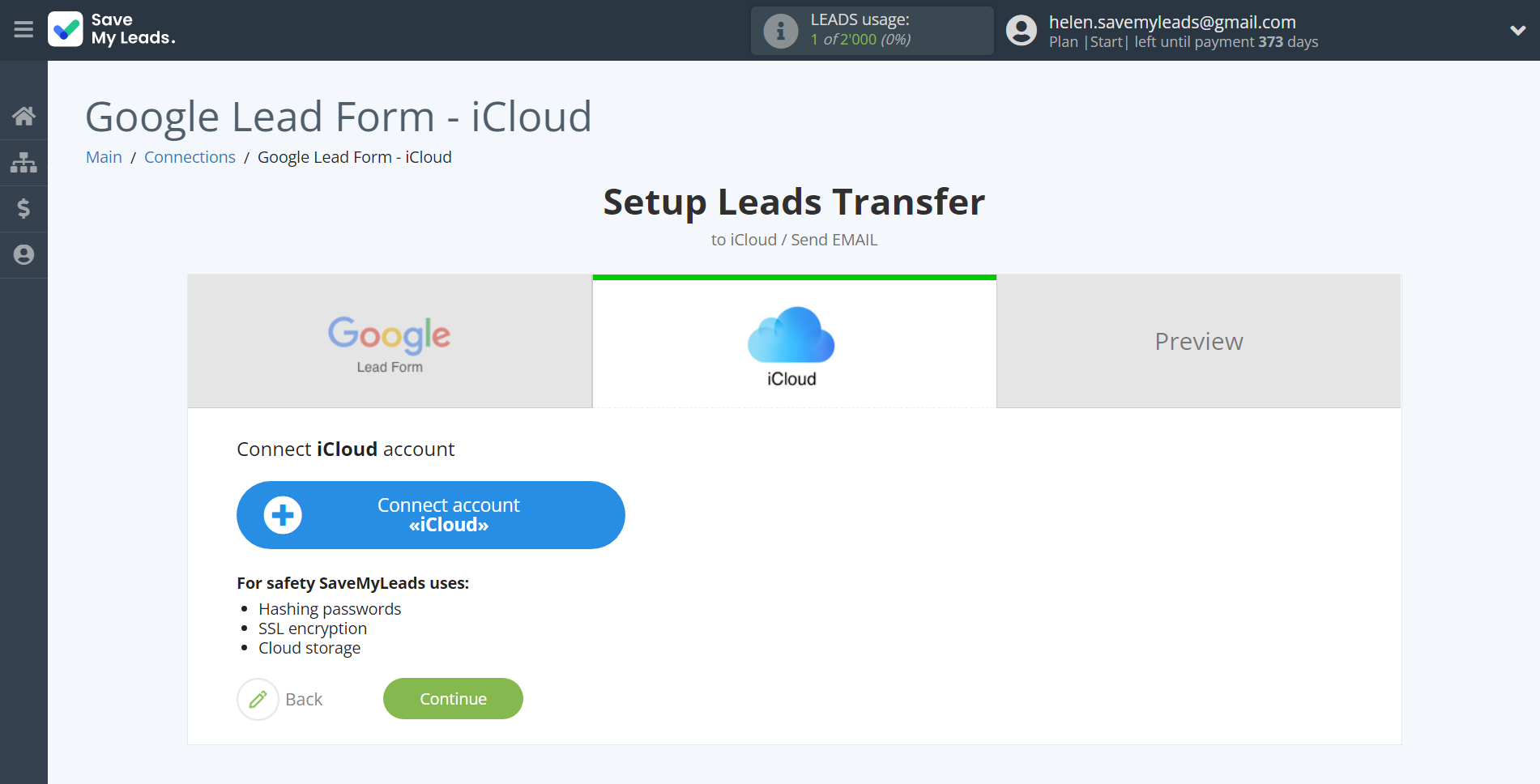 How to Connect Google Lead Form with iCloud | Data Destination account connection