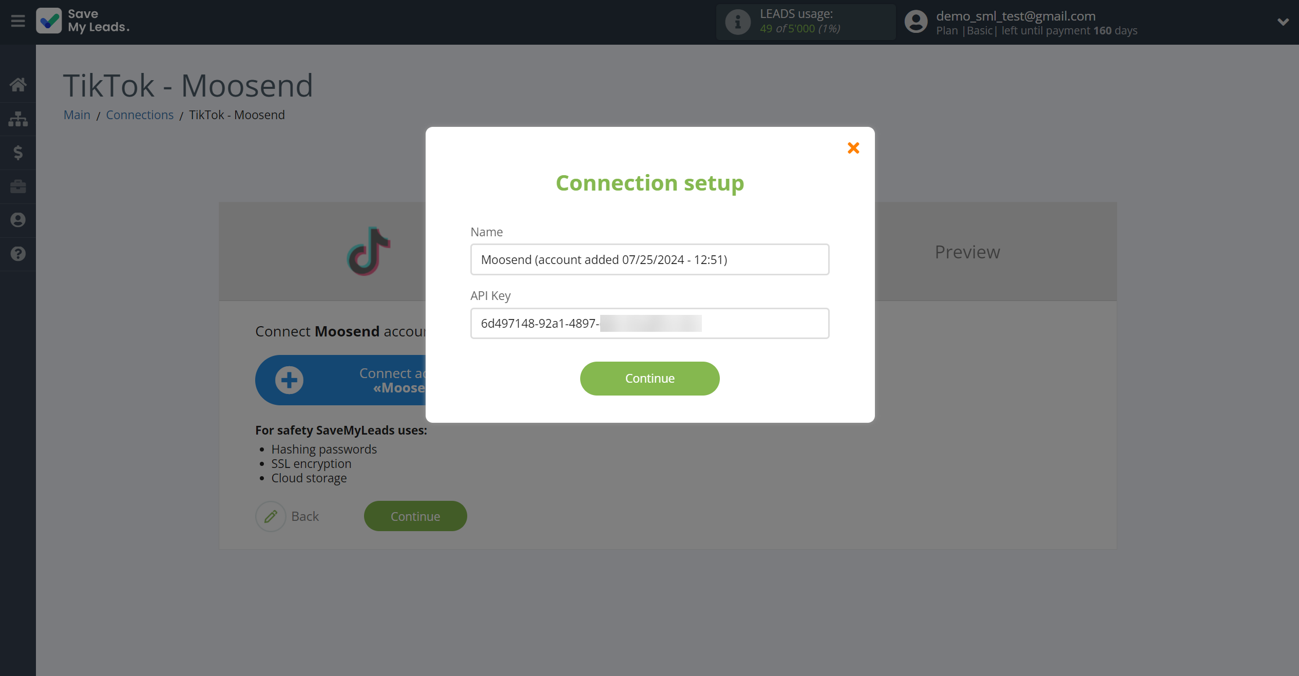 How to Connect TikTok with Moosend | Data Destination account connection