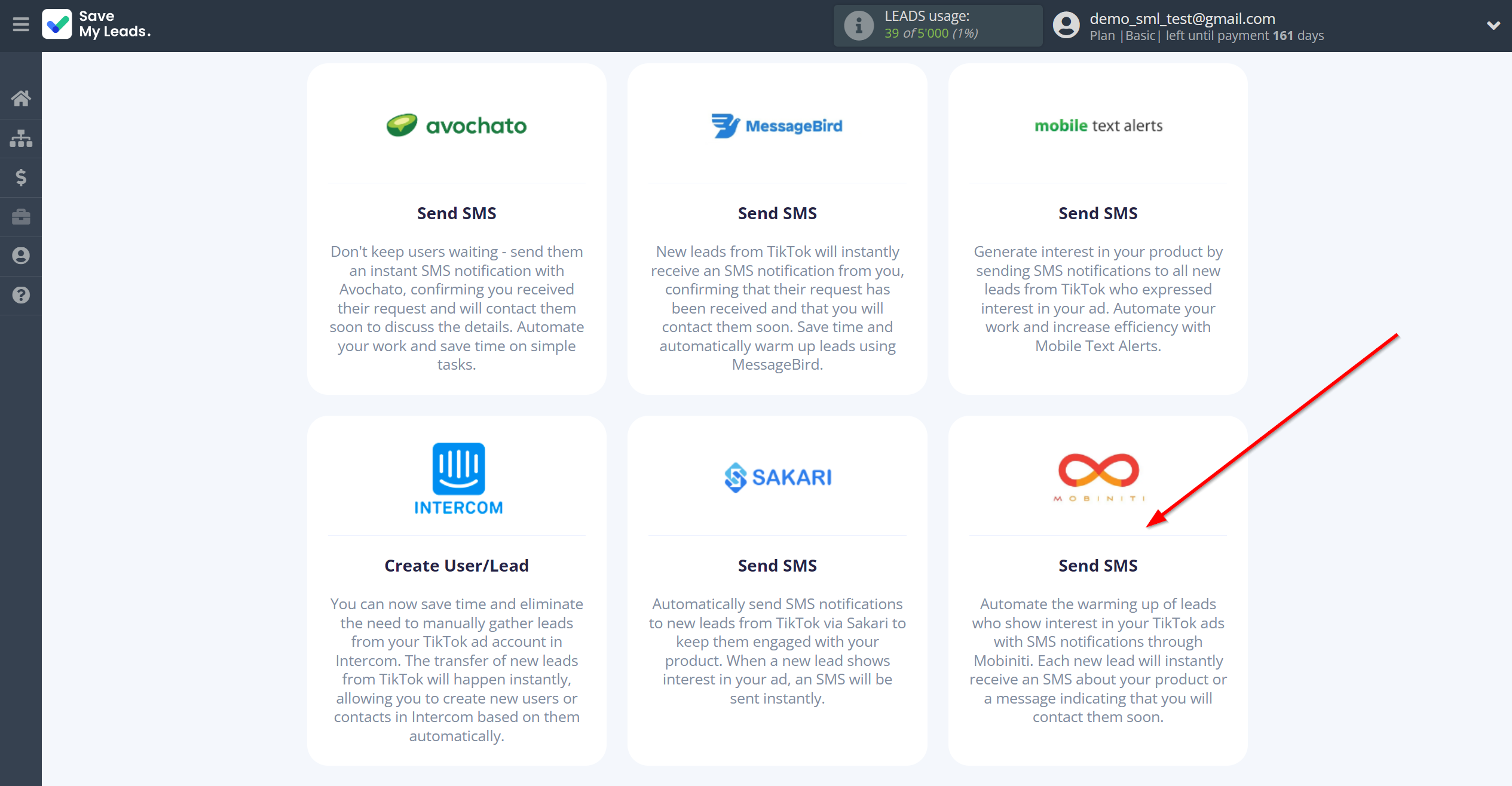 How to Connect TikTok with Mobiniti | Data Destination system selection