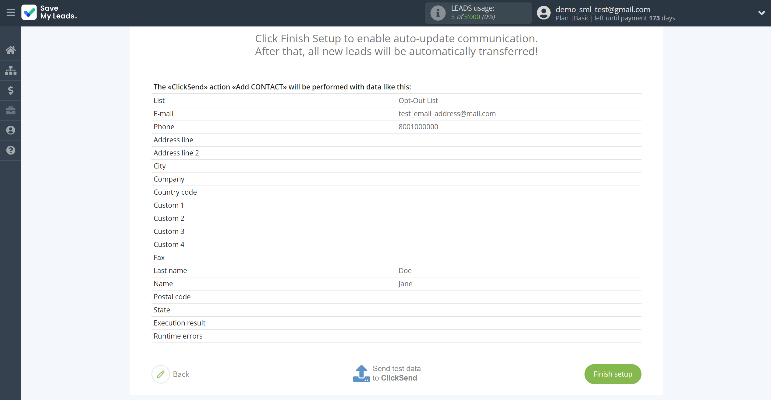 How to Connect TikTok with ClickSend Add Contacts | Test data