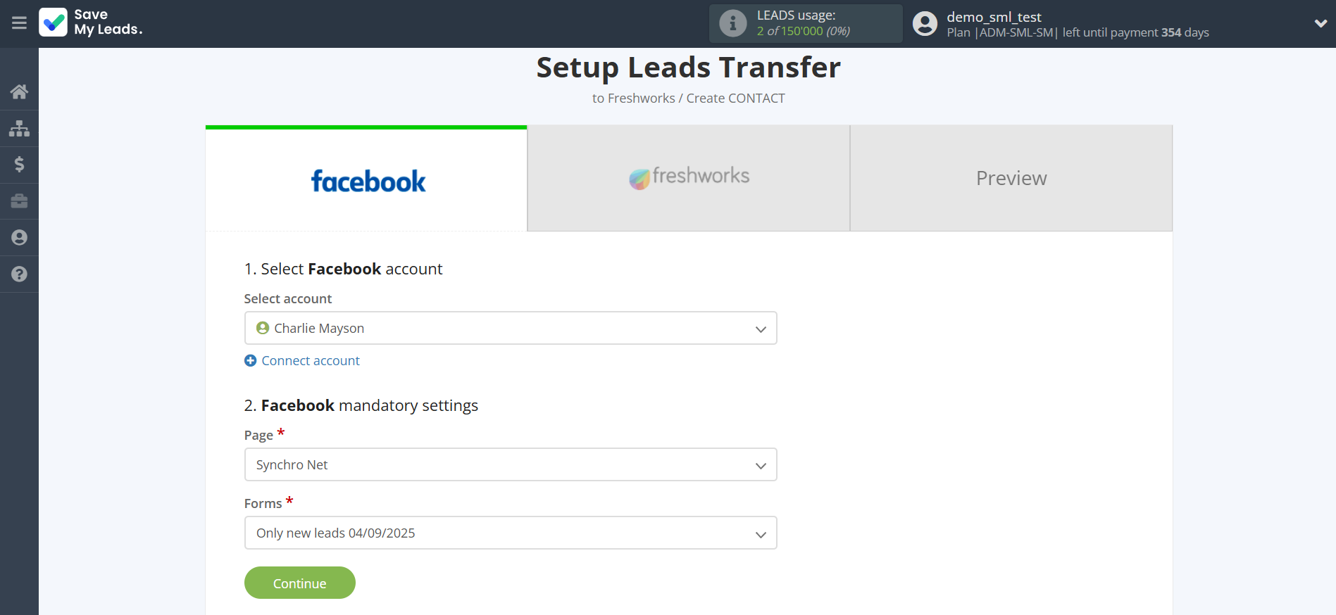 How to Connect Facebook with Freshworks Create Contacts | Data Source account connection How to Connect Facebook with Freshworks Create Contacts | Data Source account connection