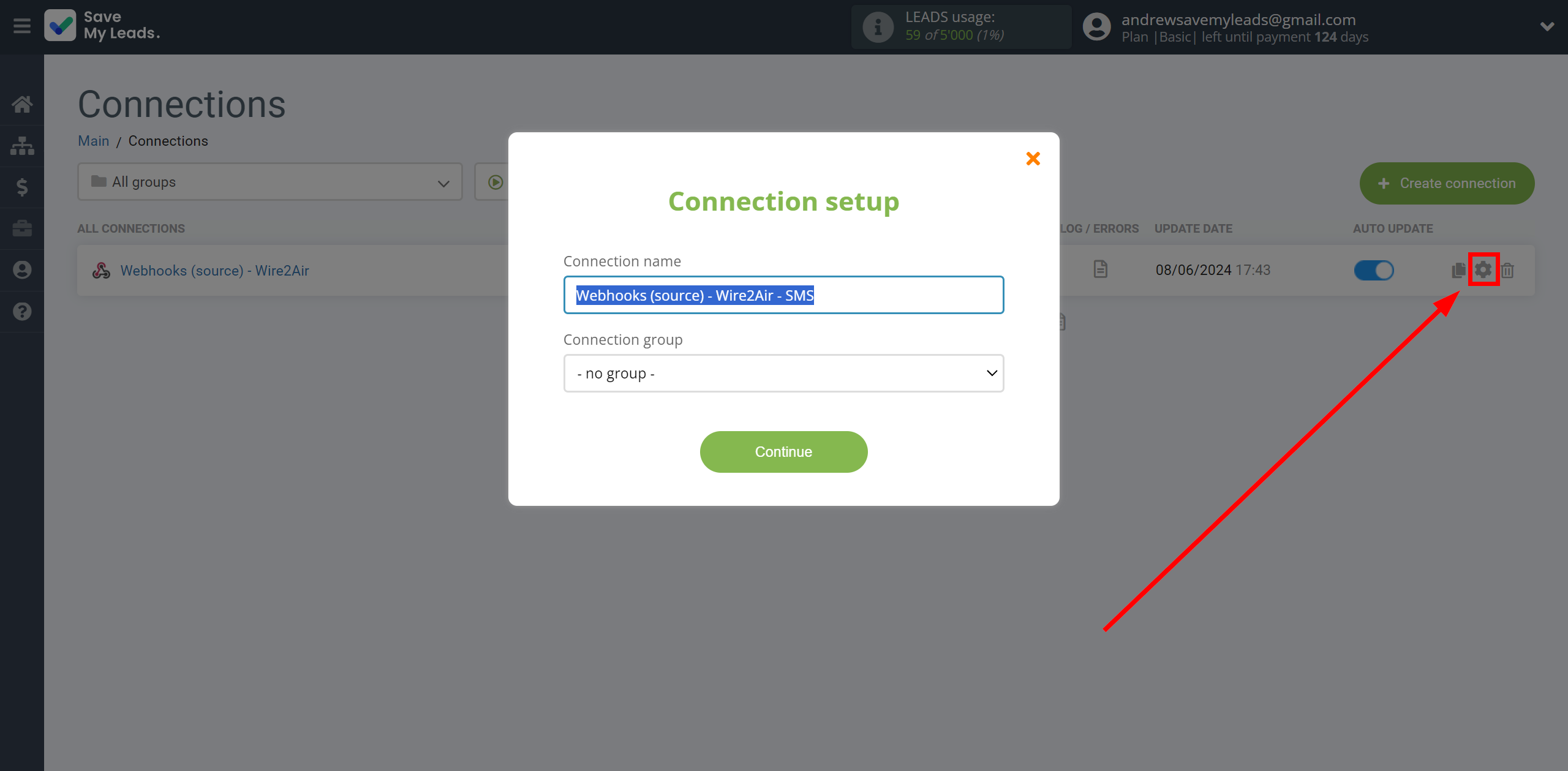 How to Connect Webhooks with Wire2Air | Name and group connection