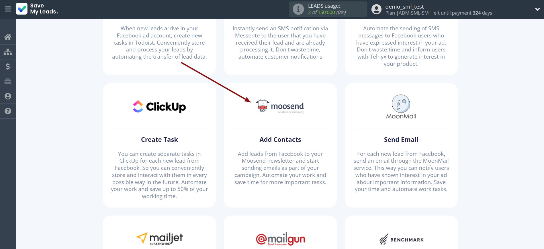 How to Connect Facebook with Moosend | Data Destination system selection How to Connect Facebook with Moosend | Data Destination system selection
