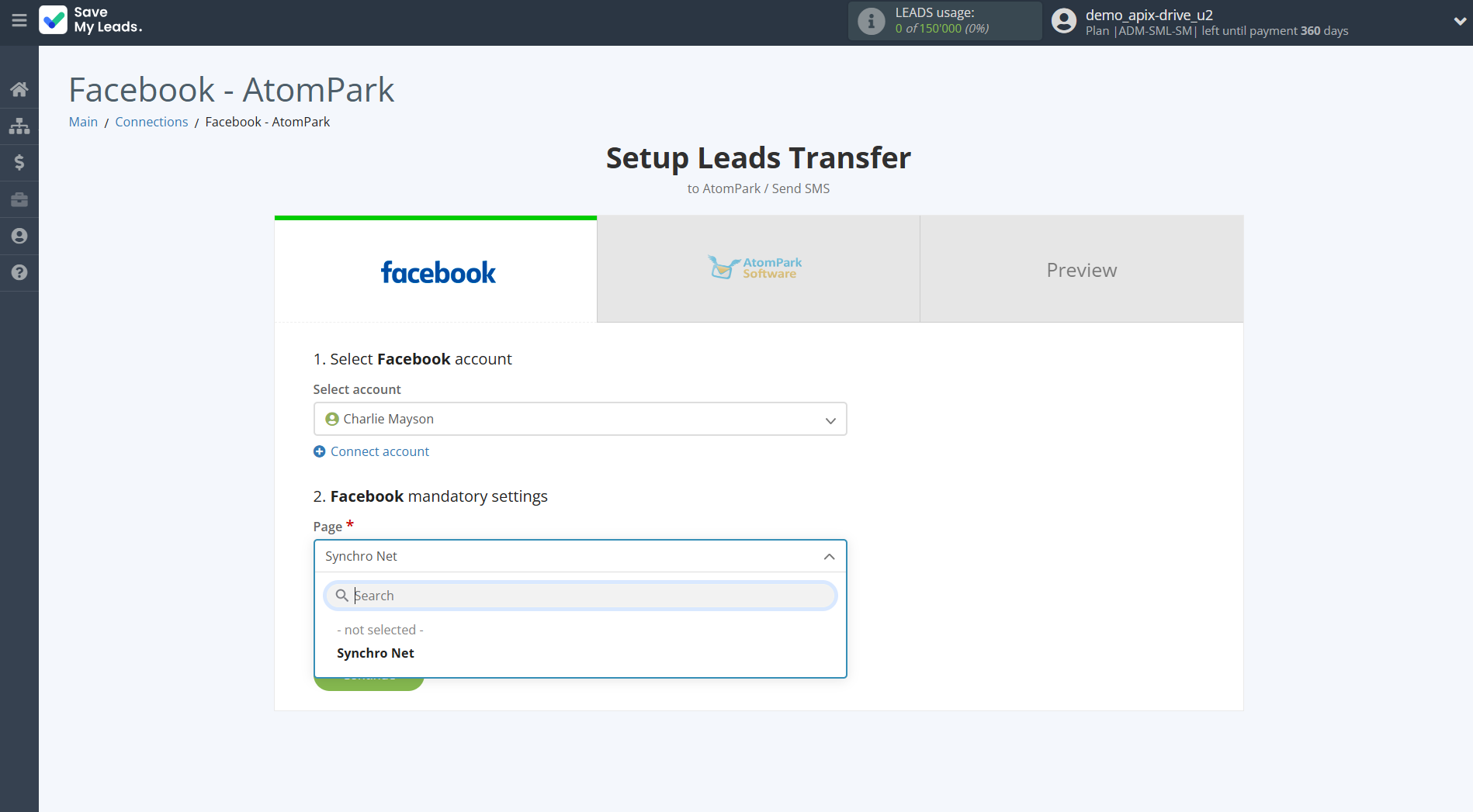 How to Connect Facebook with AtomPark | Data Source account connection