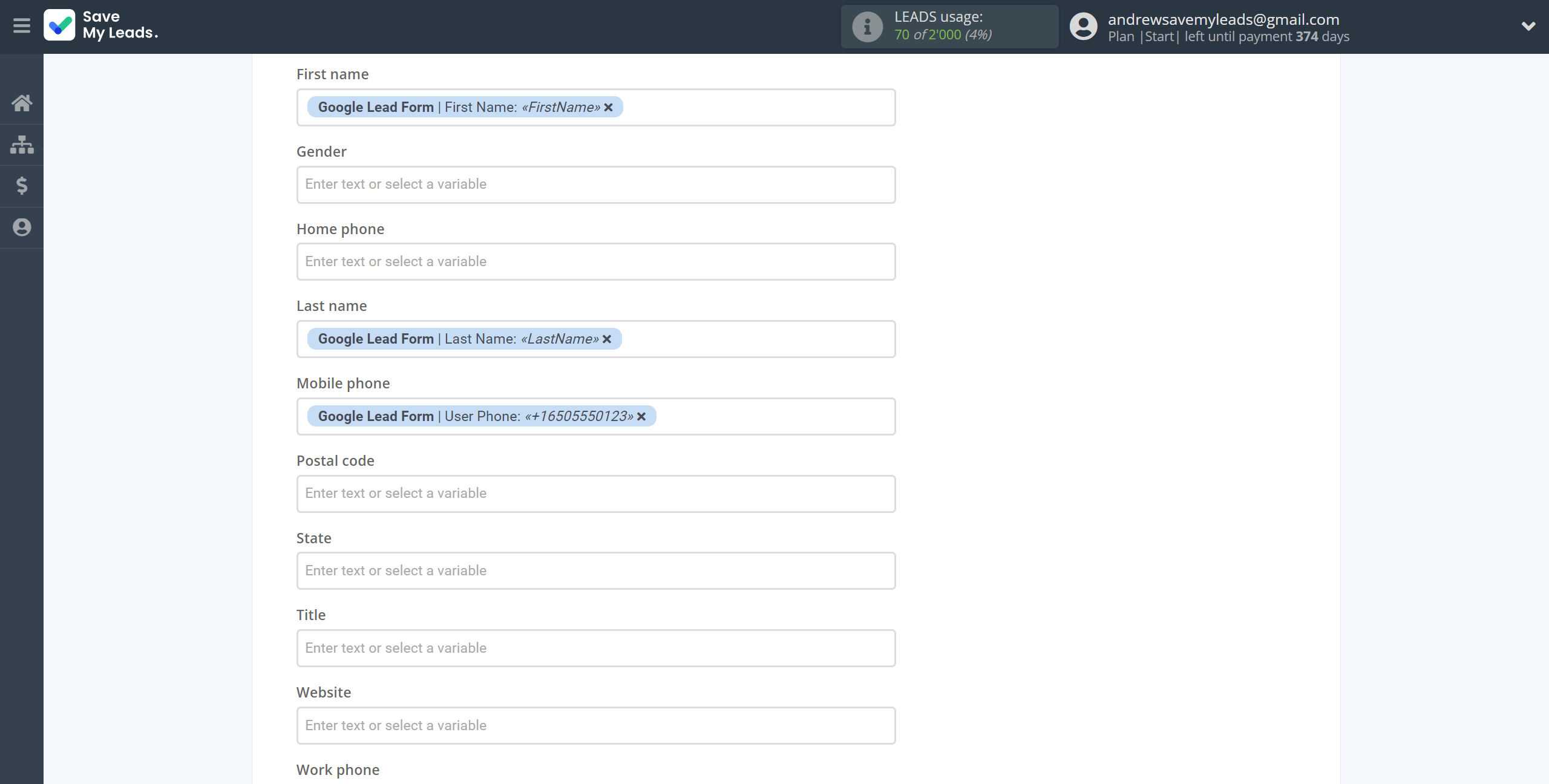 How to Connect Google Lead Form with VerticalResponse | Assigning fields