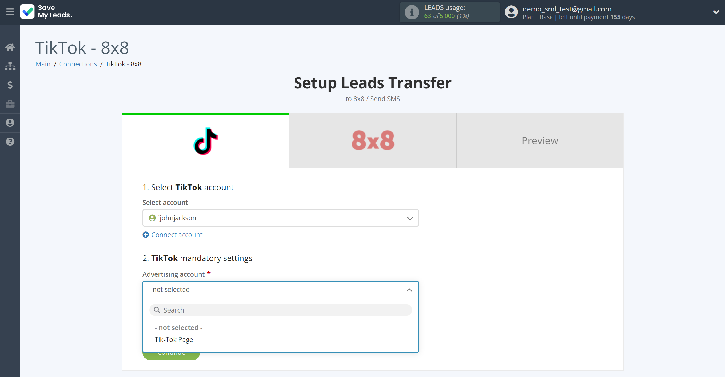 How to Connect TikTok with 8x8 | Data Source account connection