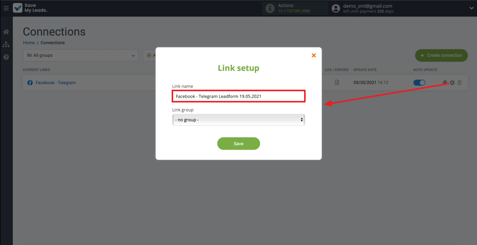 How to set up the upload of new leads from a Facebook advertising account in Telegram | Change the name of the integration How to set up the upload of new leads from a Facebook advertising account in Telegram | Change the name of the integration