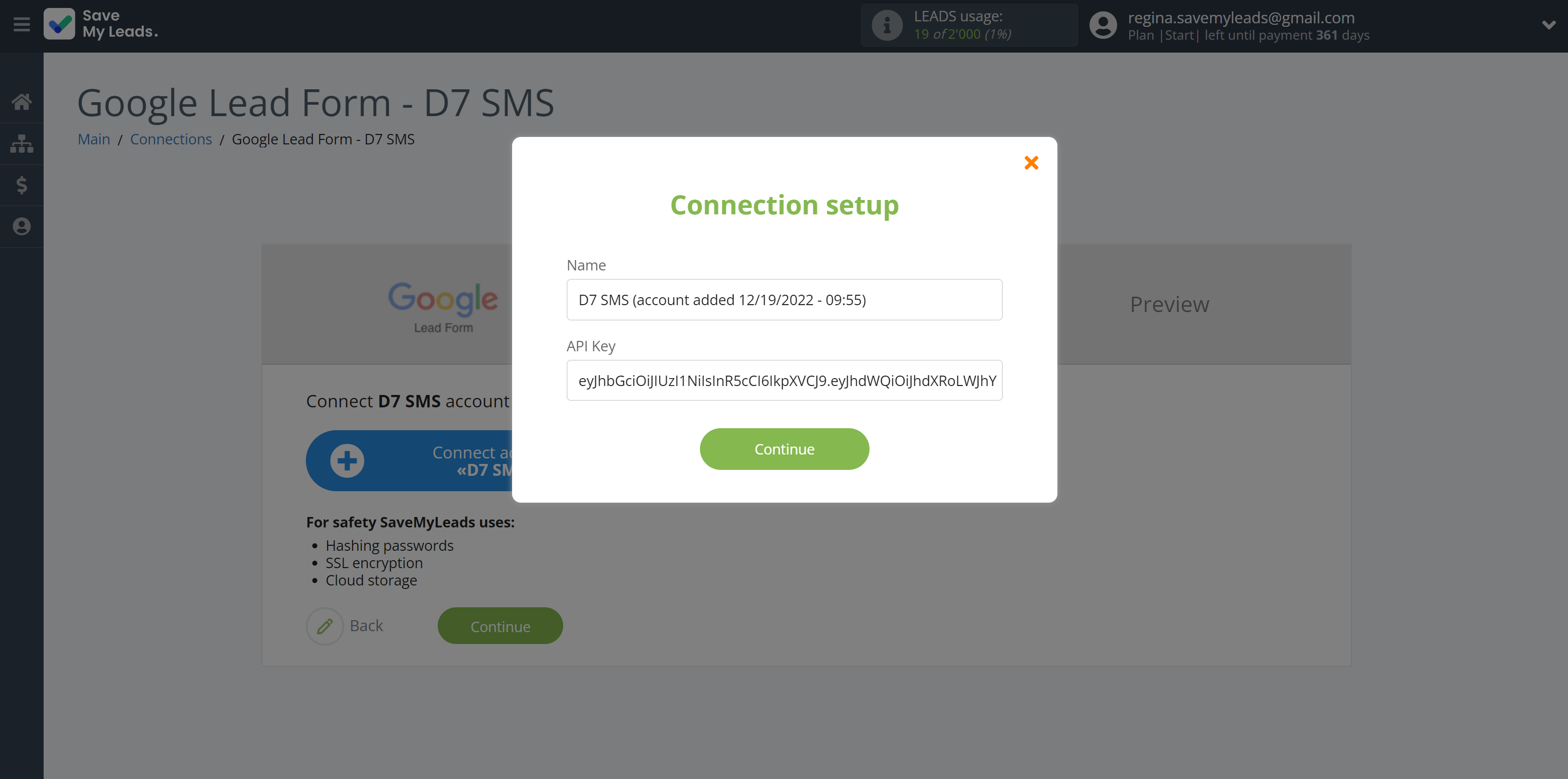 How to Connect Google Lead Form with D7 SMS | Data Destination account connection