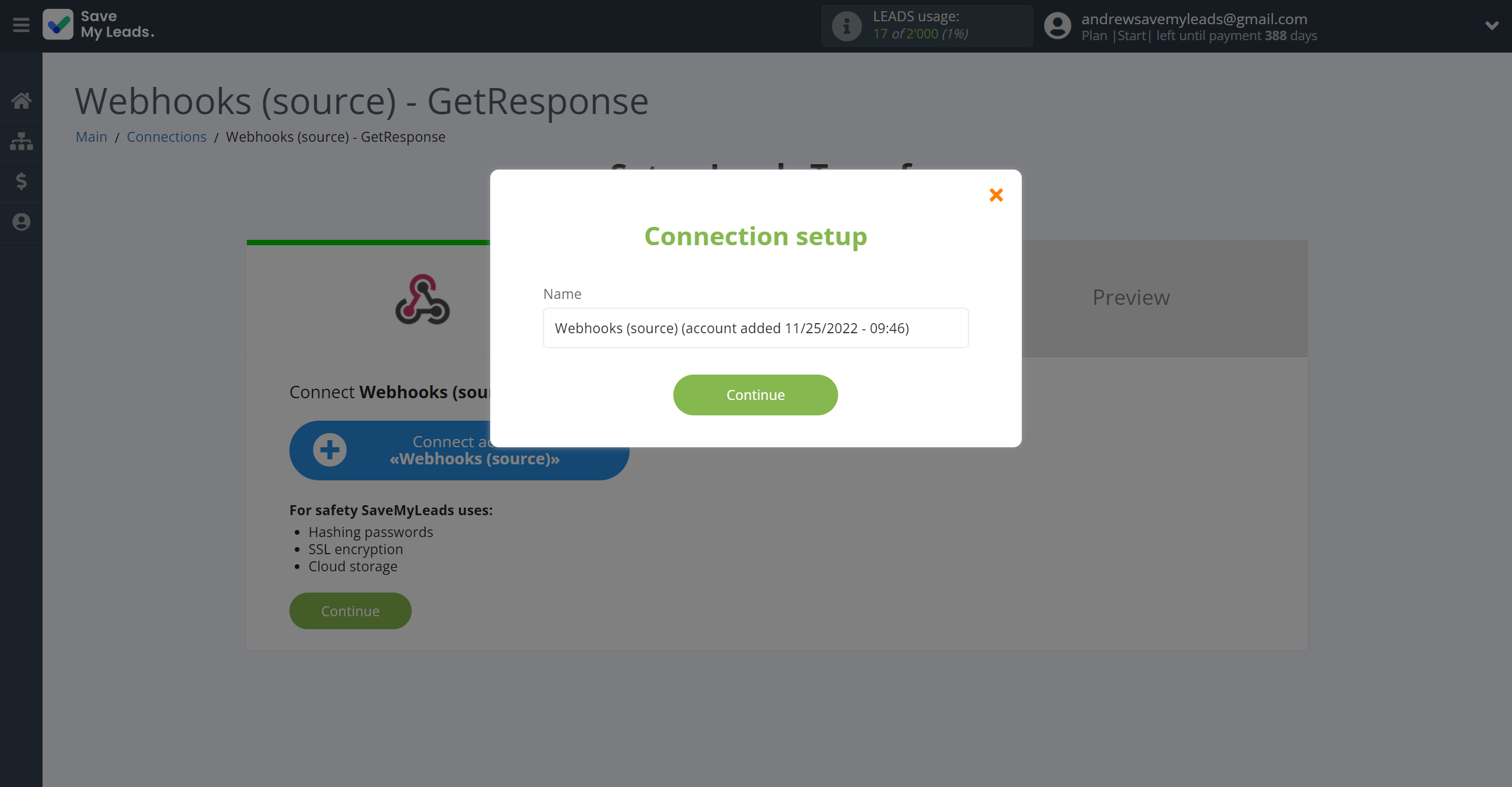 How to Connect Webhooks with GetResponse | Data Source account connection