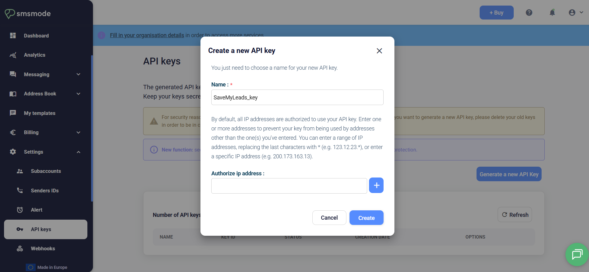 How to Connect Facebook with Smsmode | Data Destination account connection