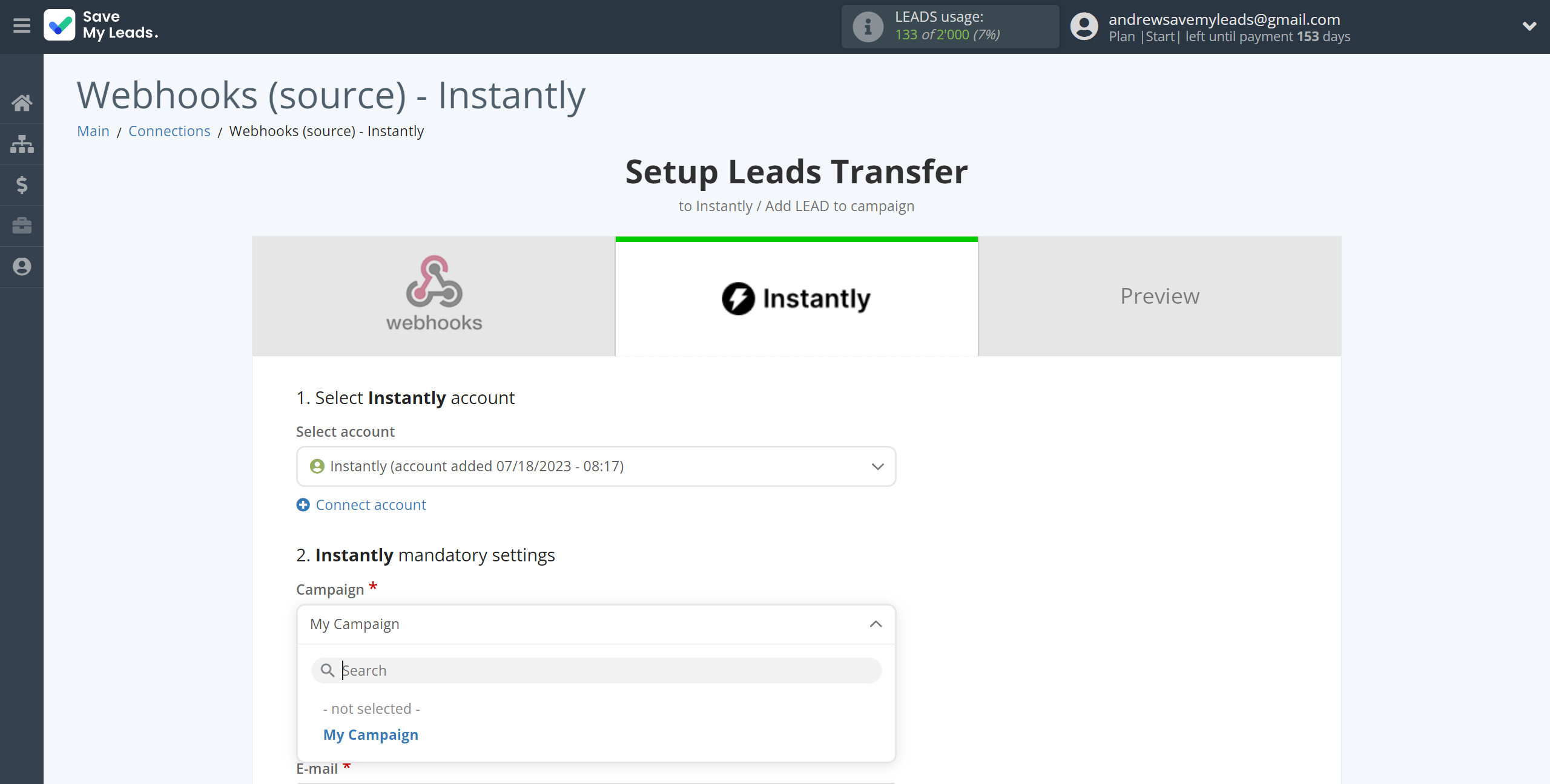 How to Connect Webhooks with Instantly Add lead to campaign | Assigning fields