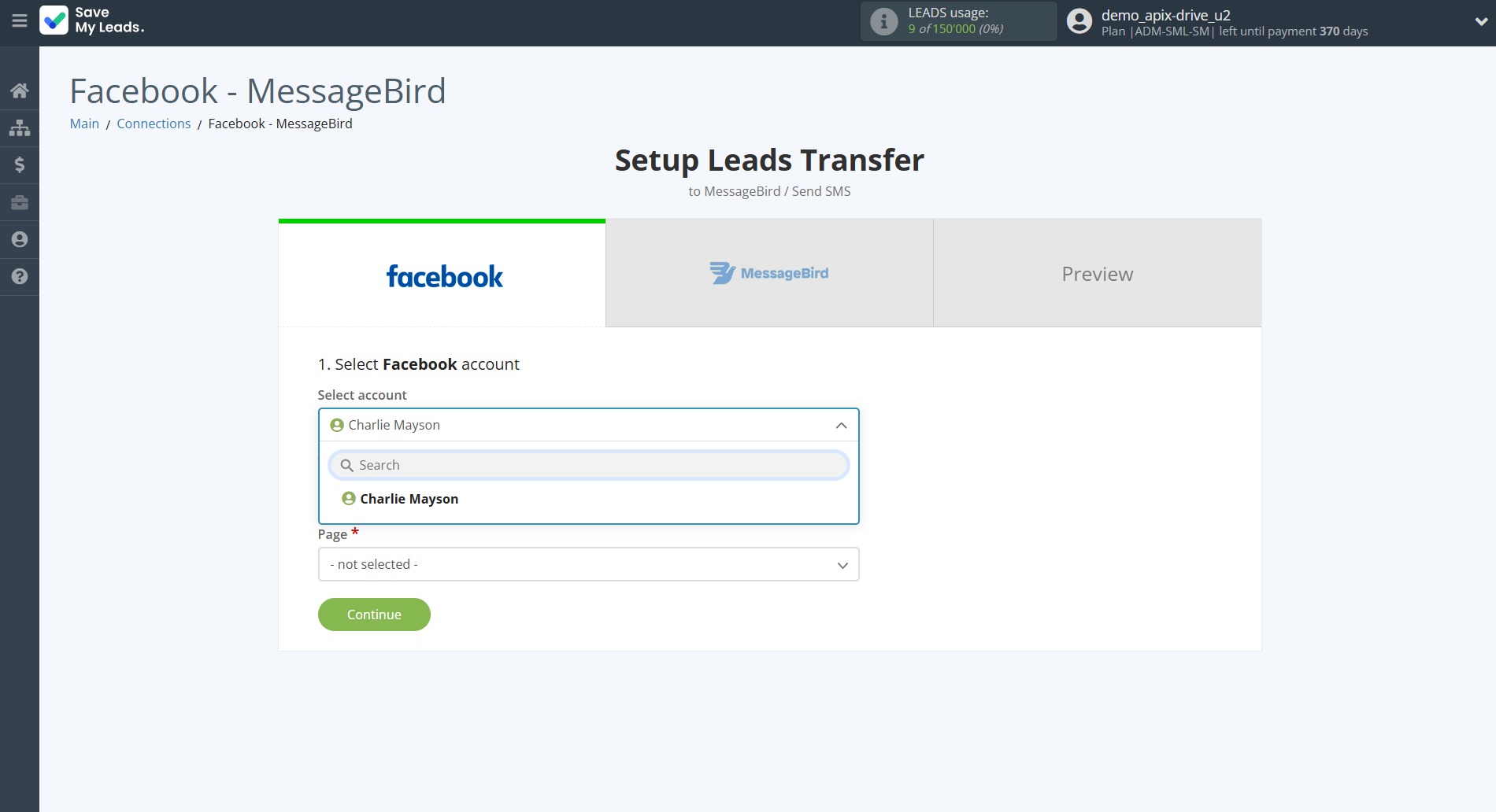 How to Connect Facebook with MessageBird | Data Source account selection How to Connect Facebook with MessageBird | Data Source account selection