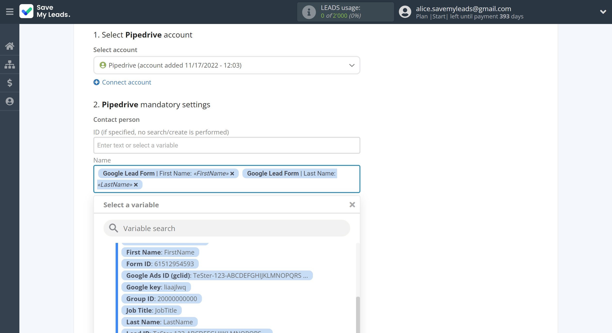 How to Connect Google Lead Form with Pipedrive Create Task | Assigning fields