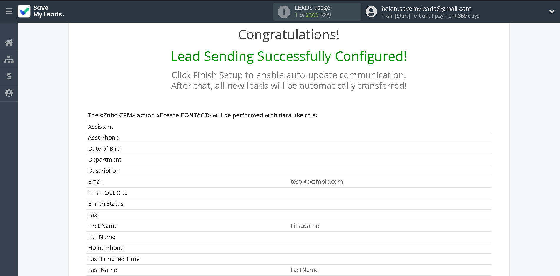 How to Connect Google Lead Form with Zoho CRM Create Contacts | Test data