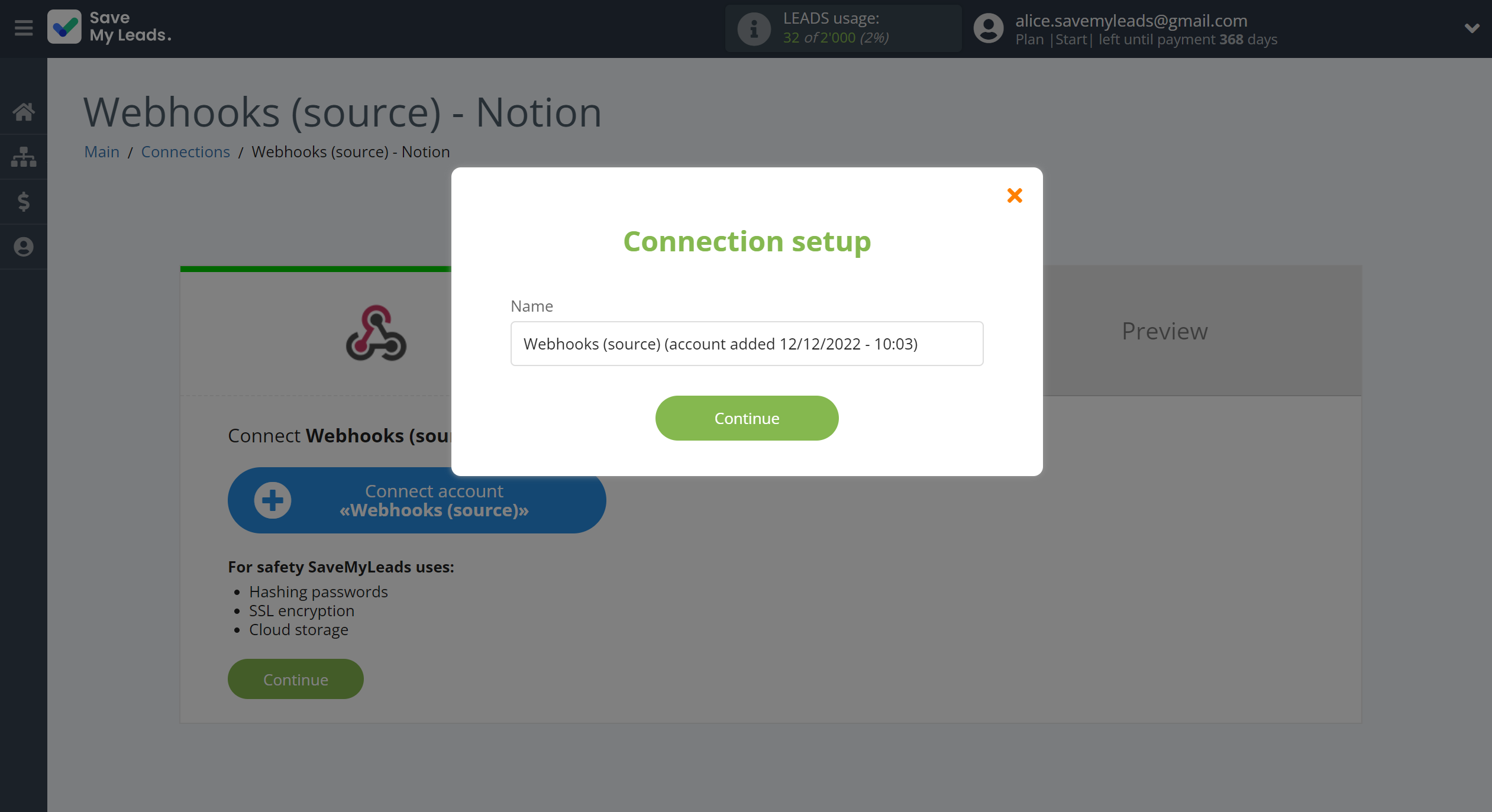 How to Connect Webhooks with Notion | Data Source account connection