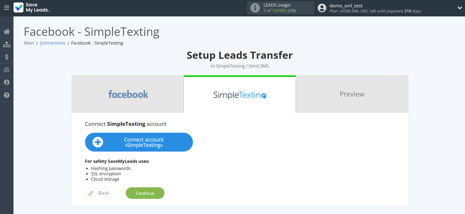 How to Connect Facebook with SimpleTexting | Data Destination account connection How to Connect Facebook with SimpleTexting | Data Destination account connection