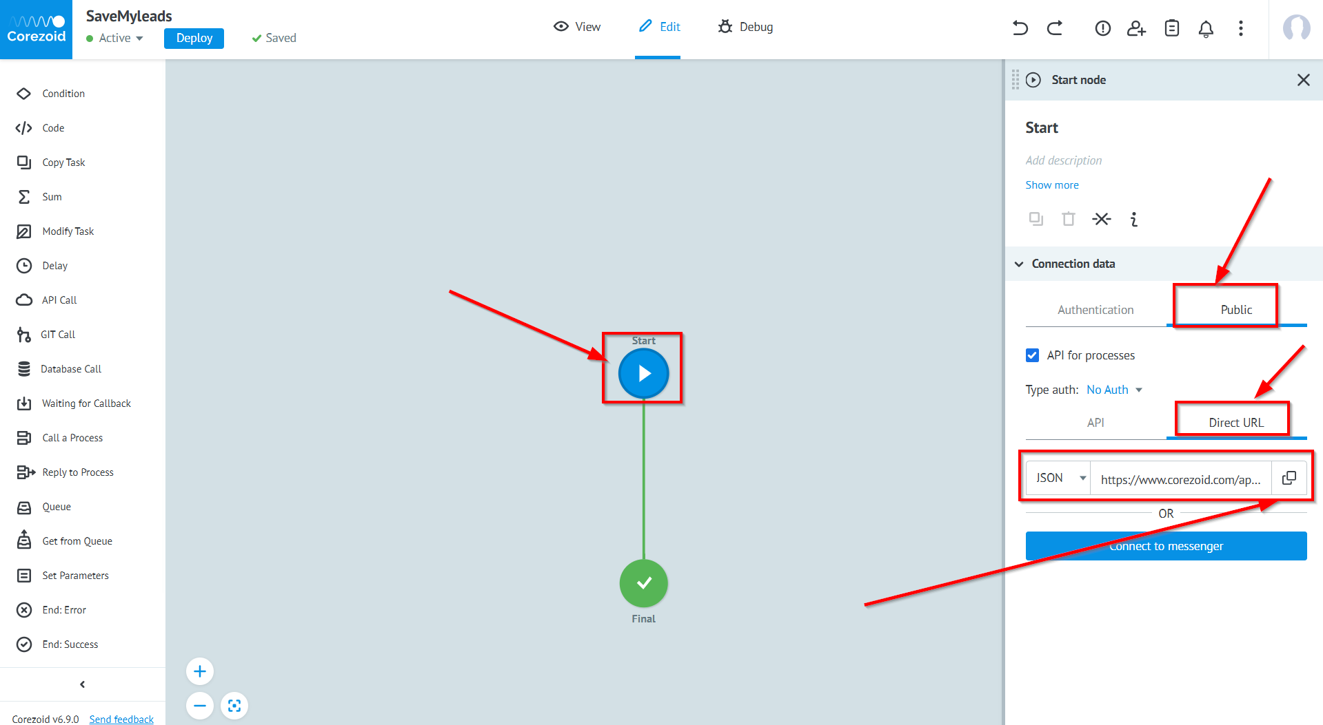 How to Connect Facebook with Corezoid | Data Destination account connection
