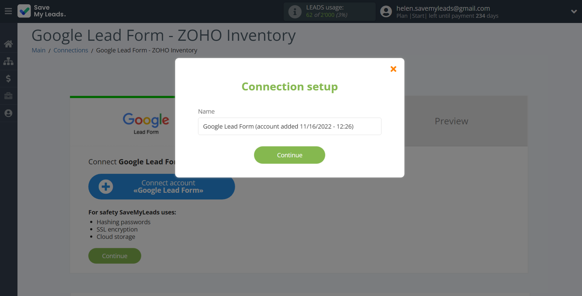 How to Connect Google Lead Form with Zoho Inventory Create sales Order | Data Source account connection