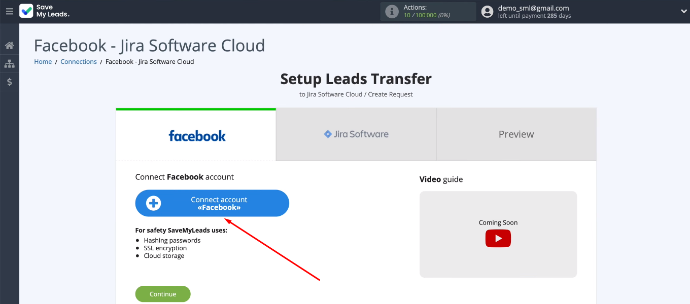 Facebook and Jira Software Cloud integration |&nbsp;Connect the Facebook account to the SML