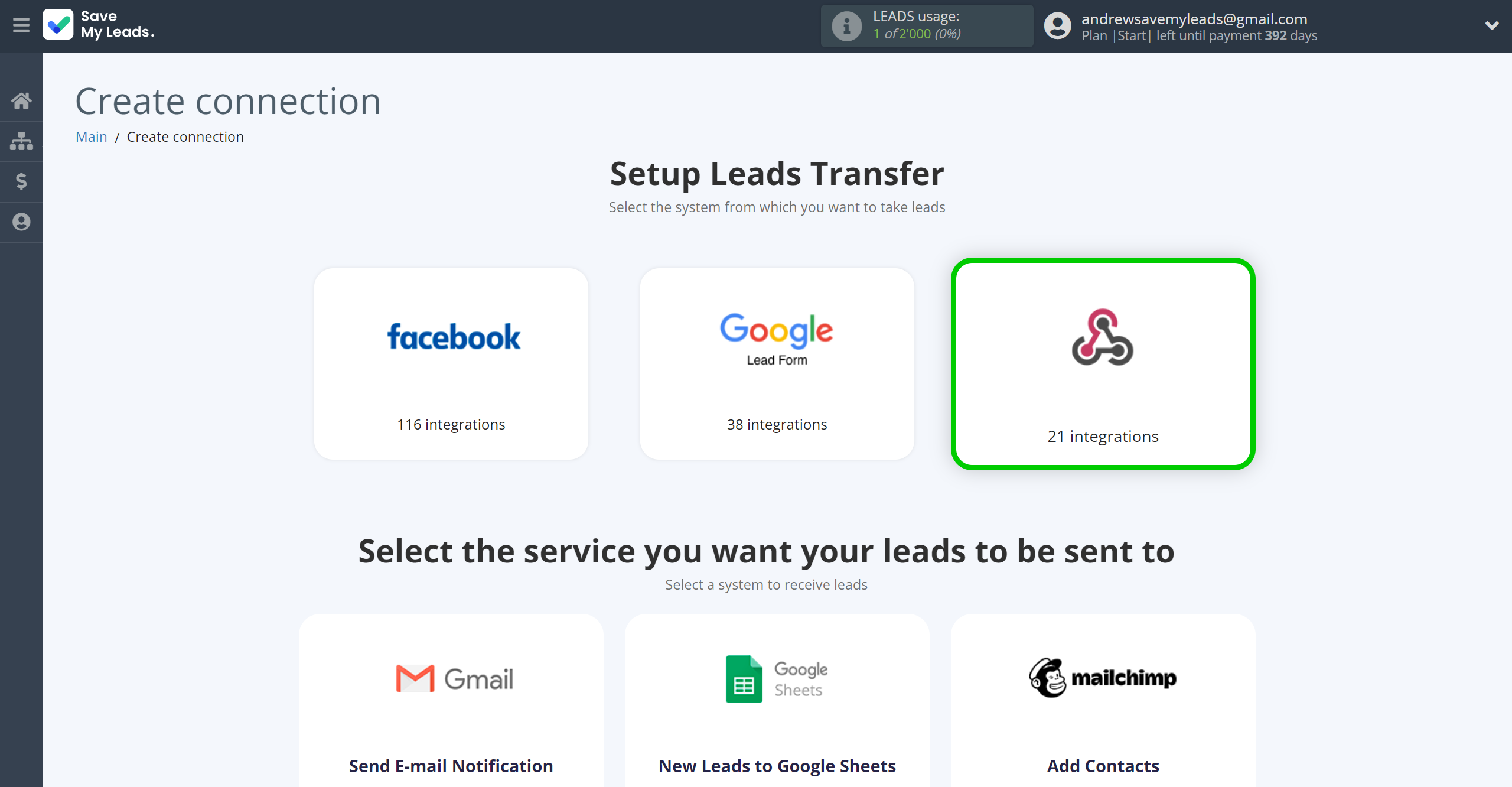 How to Connect Webhooks with HubSpot Create Contacts | Data Source system selection