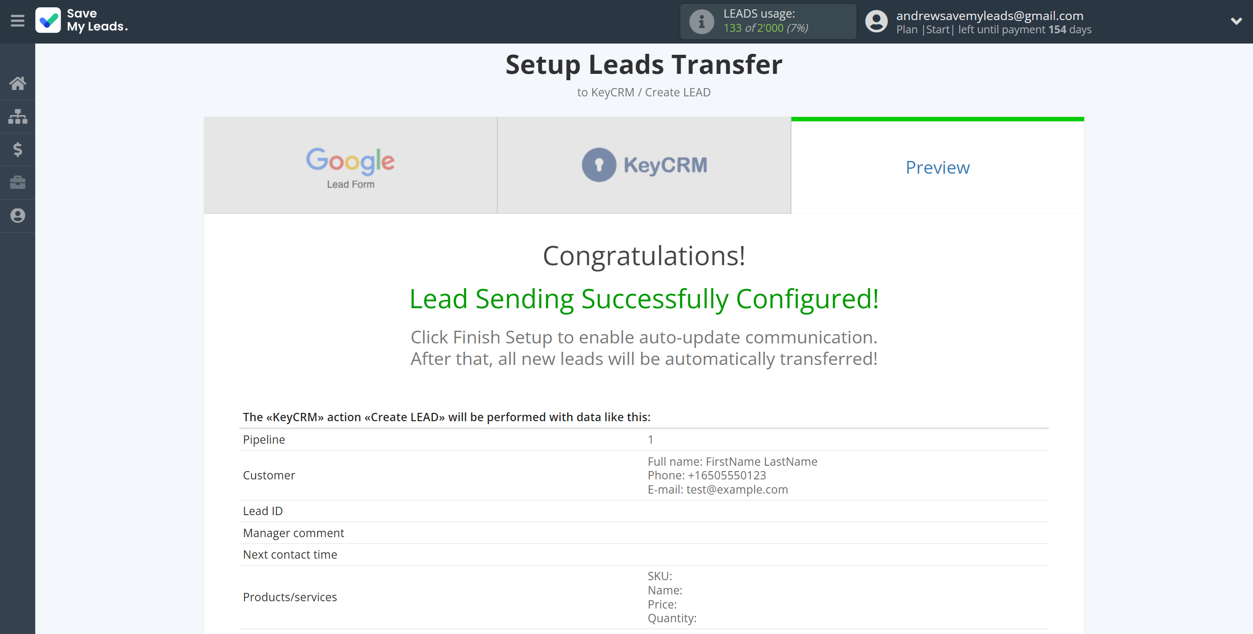 How to Connect Google Lead Form with KeyCRM Create Lead | Test data