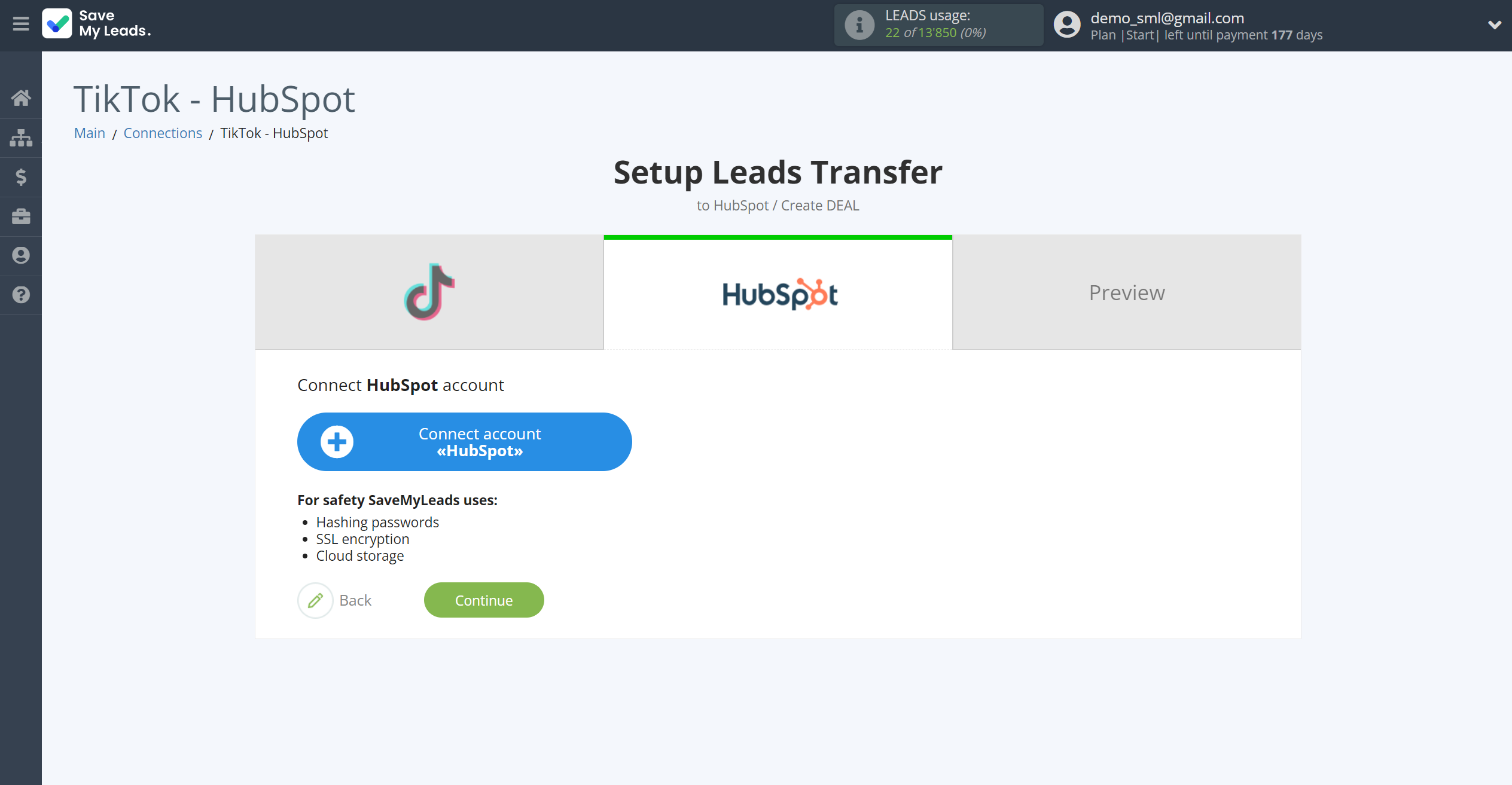 How to Connect TikTok with HubSpot Create Deal | Data Destination account connection