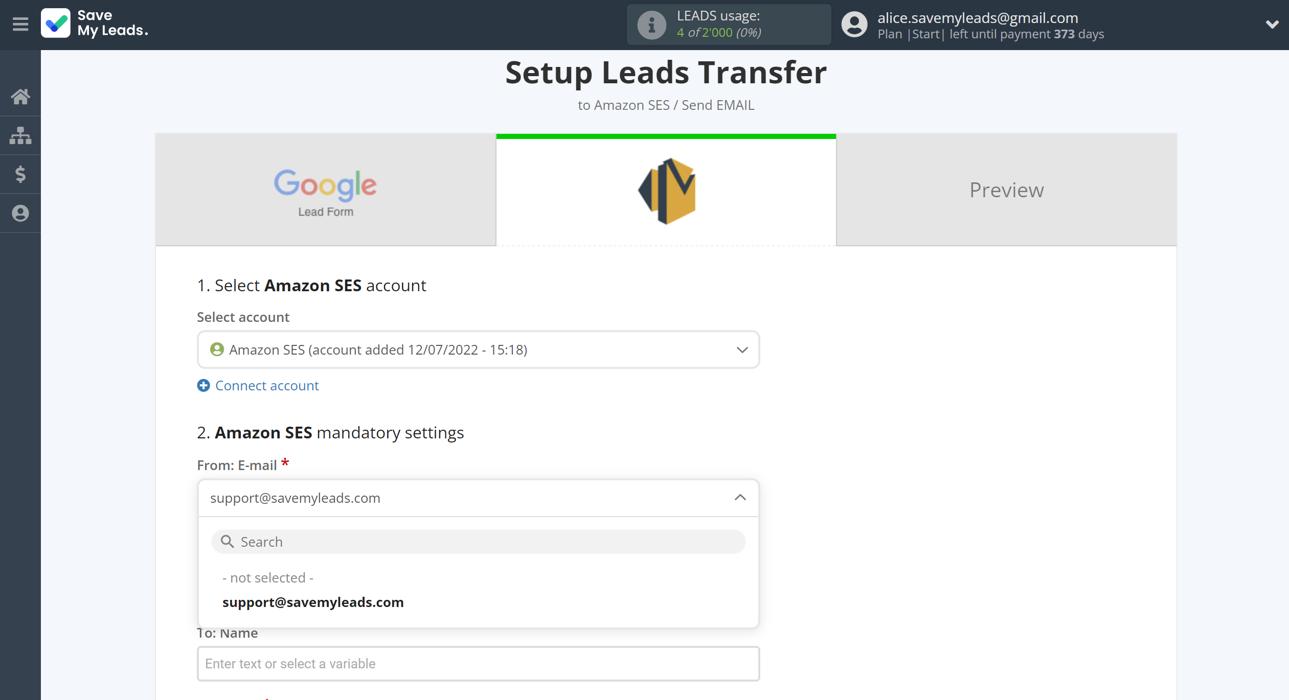 How to Connect Google Lead Form with Amazon SES | Assigning fields