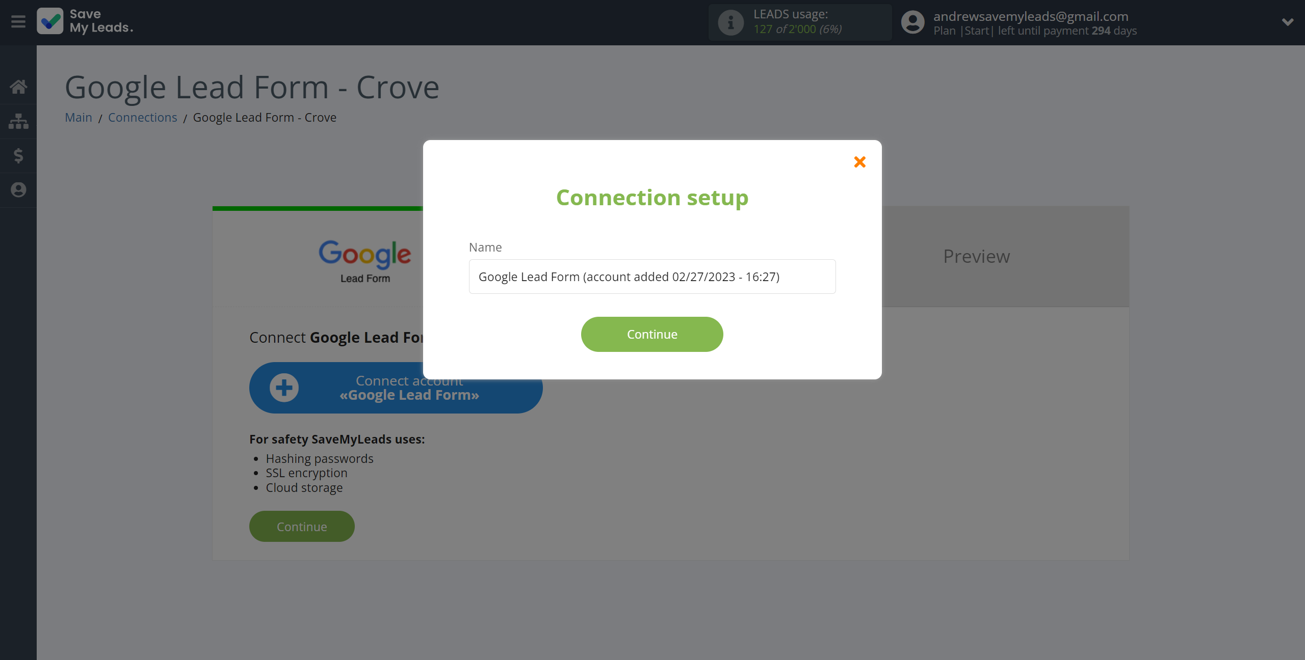 How to Connect Google Lead Form with Crove | Data Source account connection