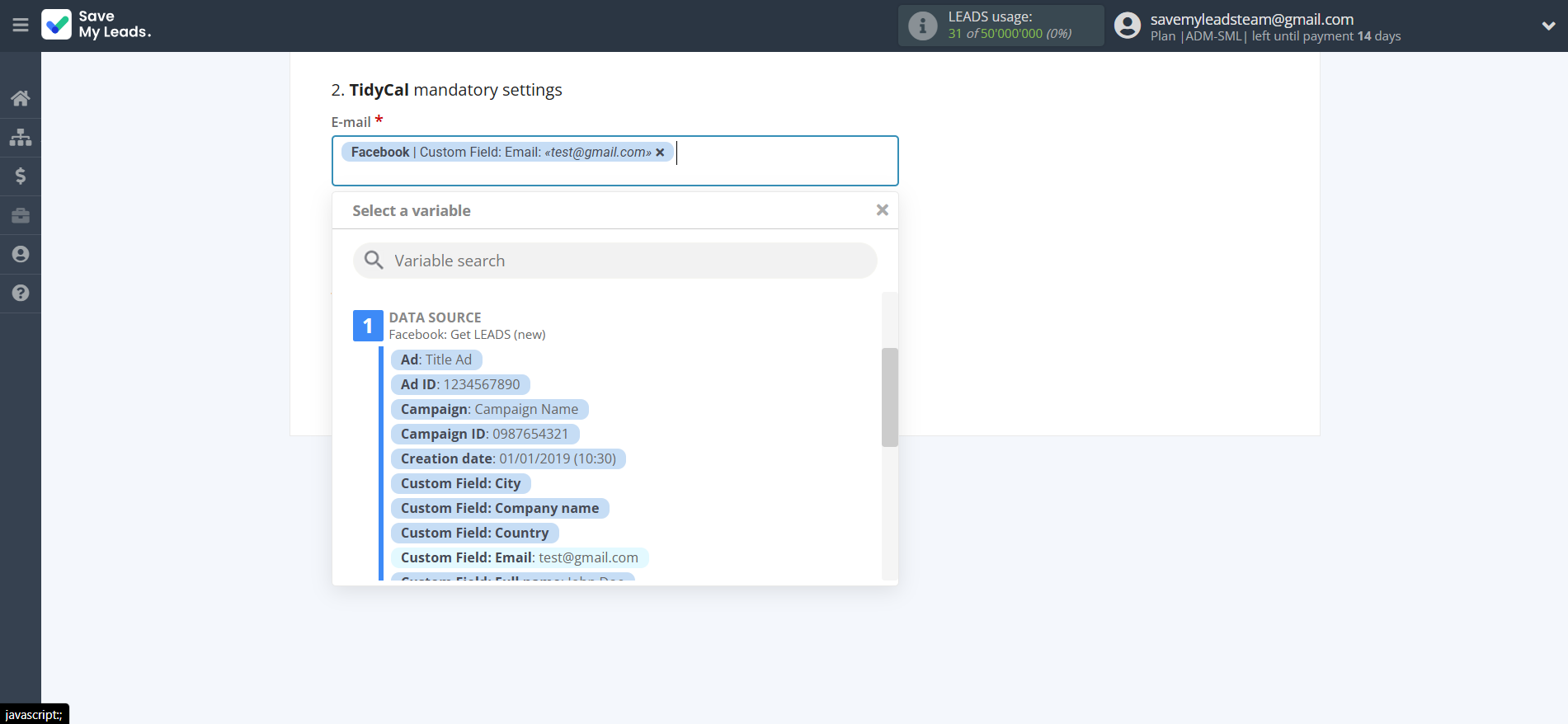 How to Connect Facebook with TidyCal Create Contacts | Assigning fields How to Connect Facebook with TidyCal Create Contacts | Assigning fields