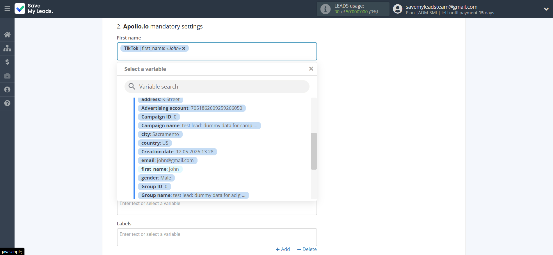 How to Connect TikTok with Apollo.io Create Contacts | Assigning fields How to Connect TikTok with Apollo.io Create Contacts | Assigning fields