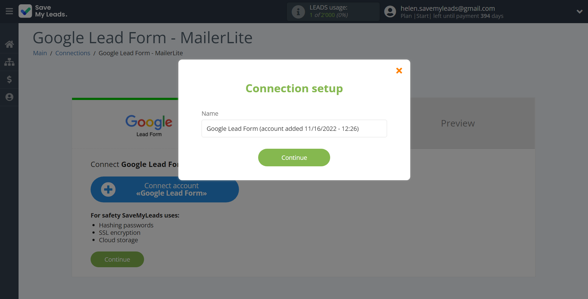 How to Connect Google Lead Form with MailerLite | Data Source account connection