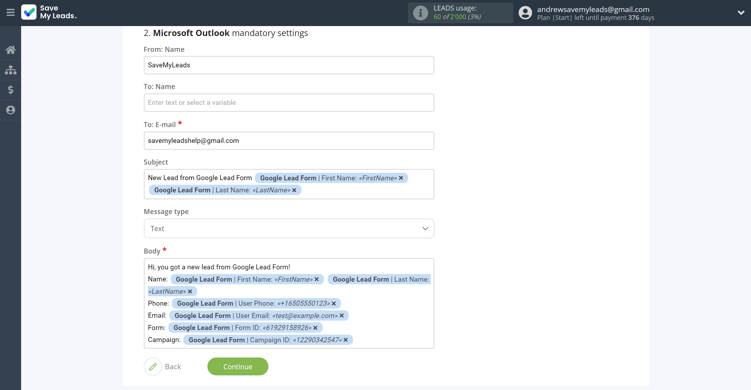 How to Connect Google Lead Form with Microsoft Outlook | Assigning fields