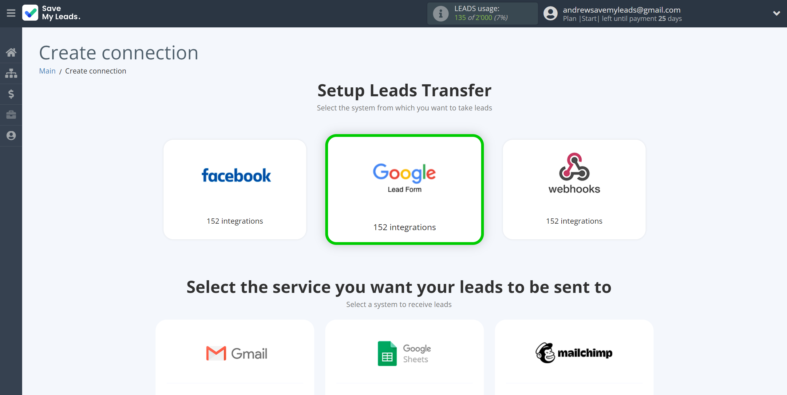 How to Connect Google Lead Form with MailerSend Send Email | Data Source system selection