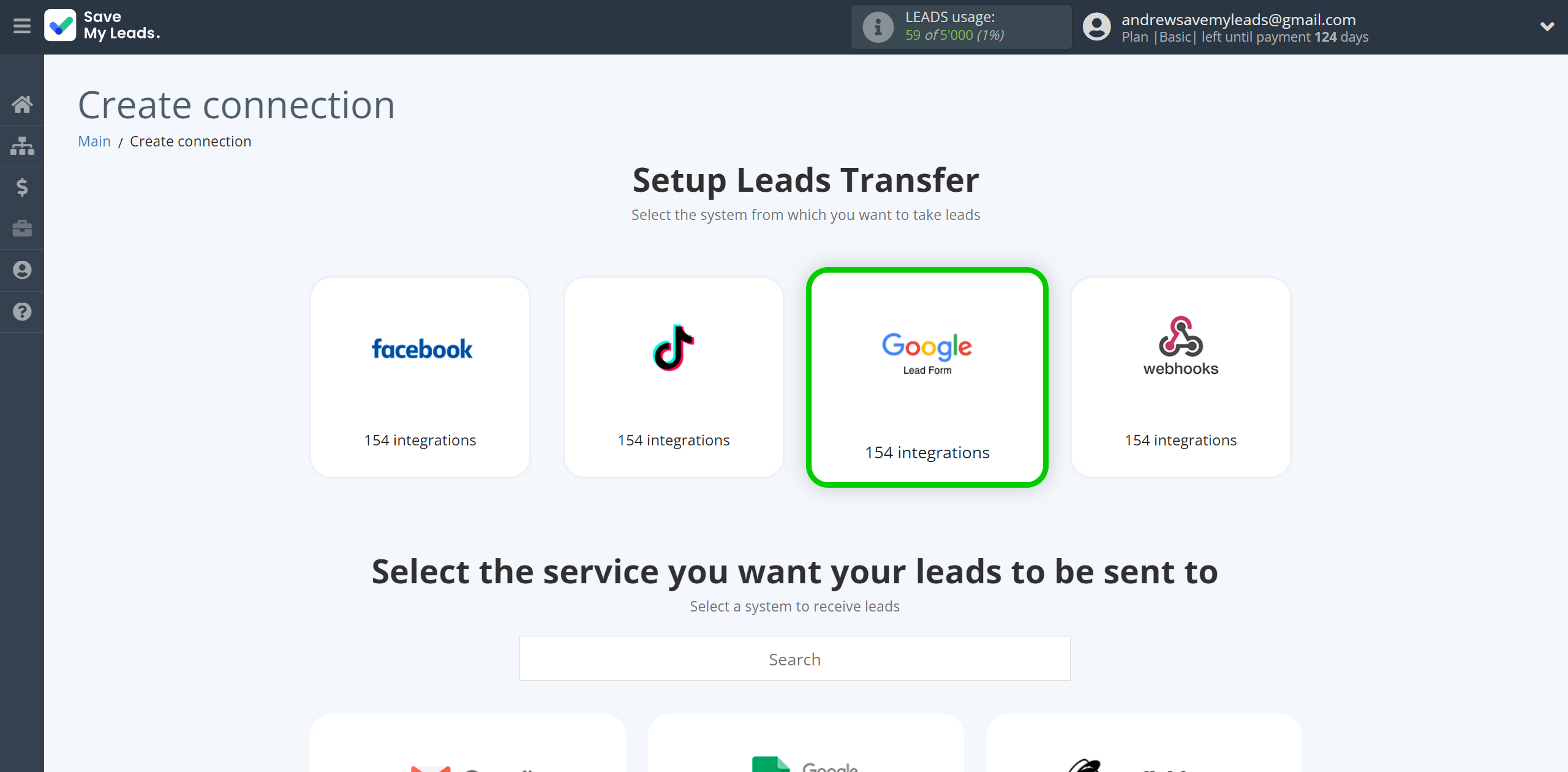 How to Connect Google Lead Form with Ontraport | Data Source system selection