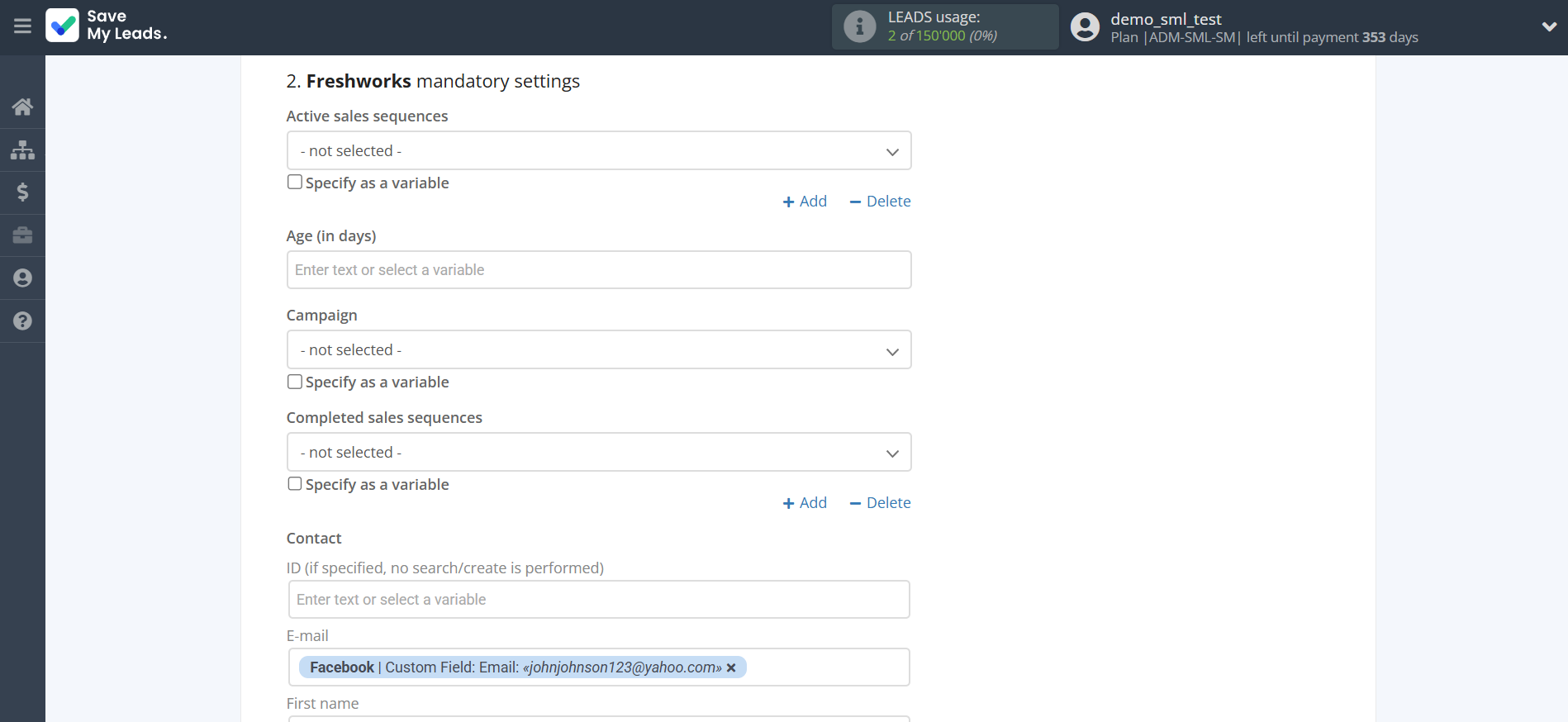How to Connect Facebook with Freshworks Create Deal | Assigning fields How to Connect Facebook with Freshworks Create Deal | Assigning fields