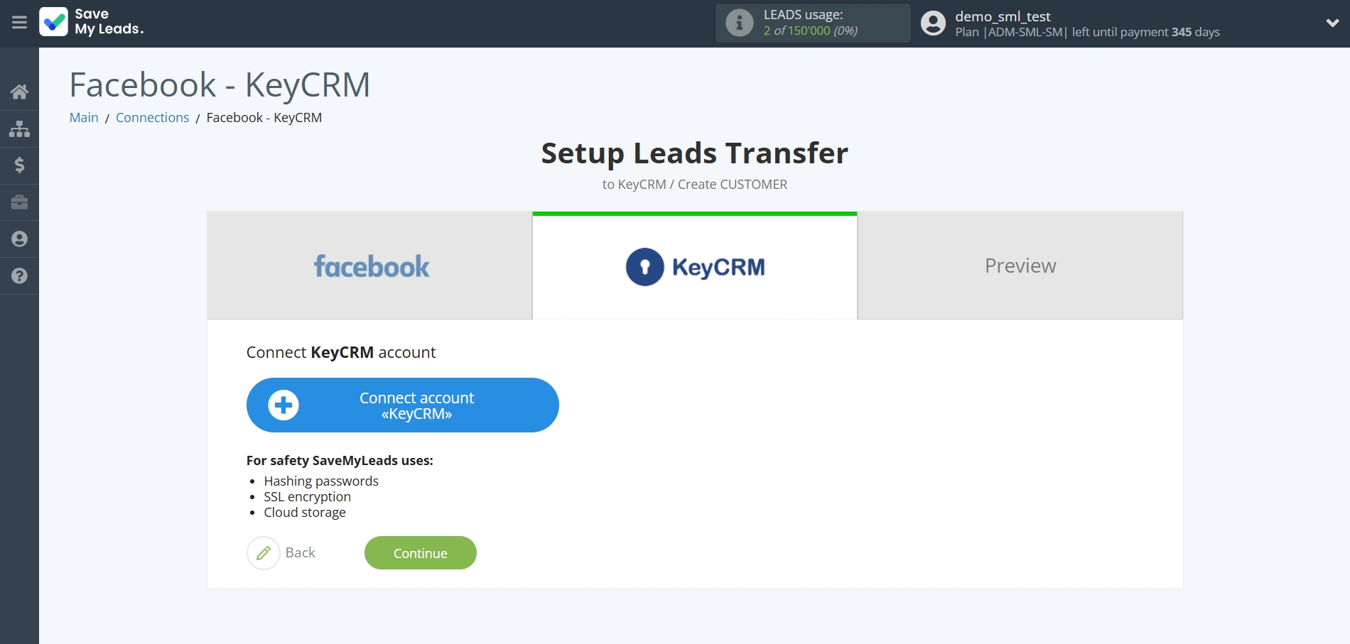 How to Connect Facebook  with KeyCRM Create Customer | Data Destination account connection How to Connect Facebook  with KeyCRM Create Customer | Data Destination account connection