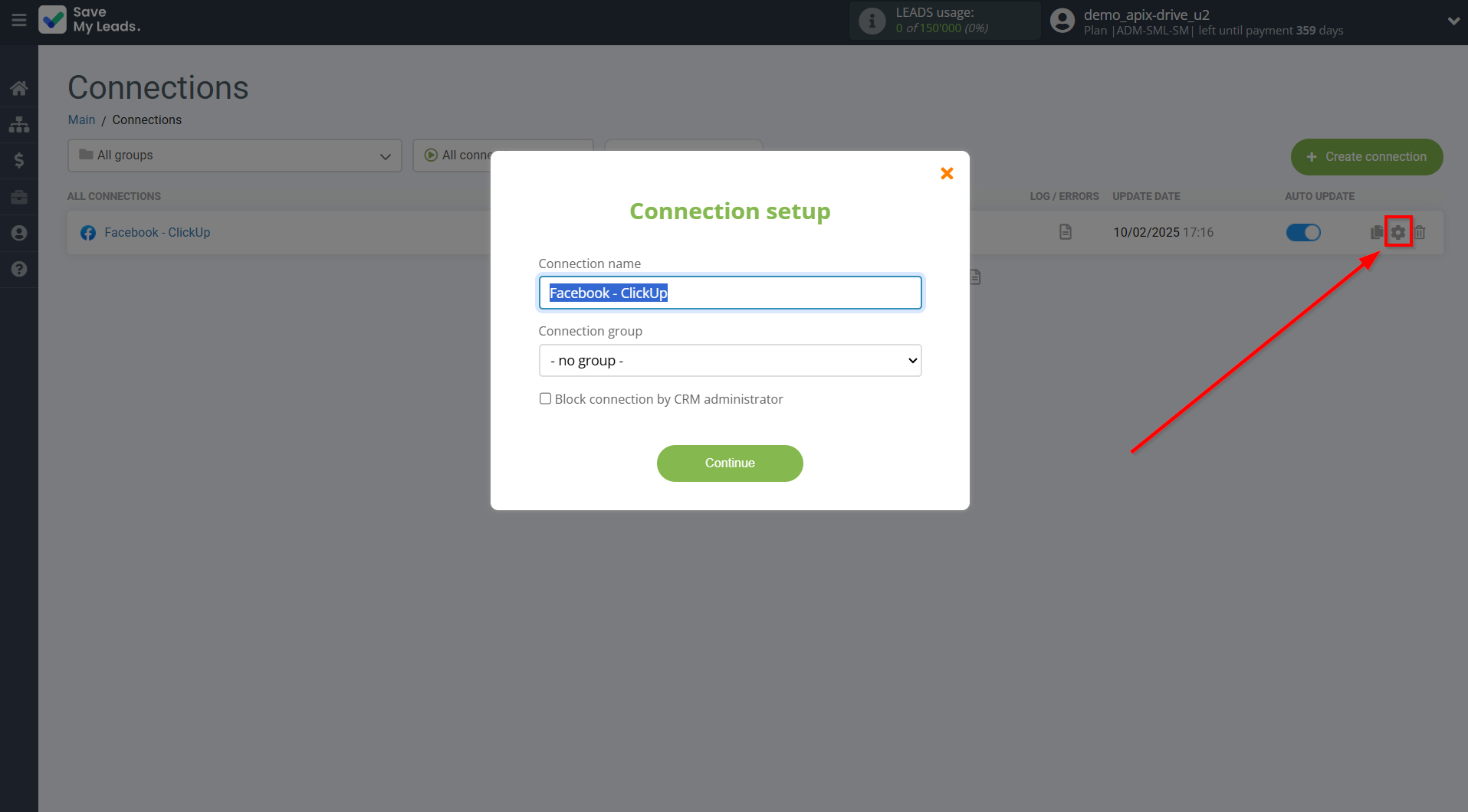 How to Connect Facebook with ClickUp | Test data