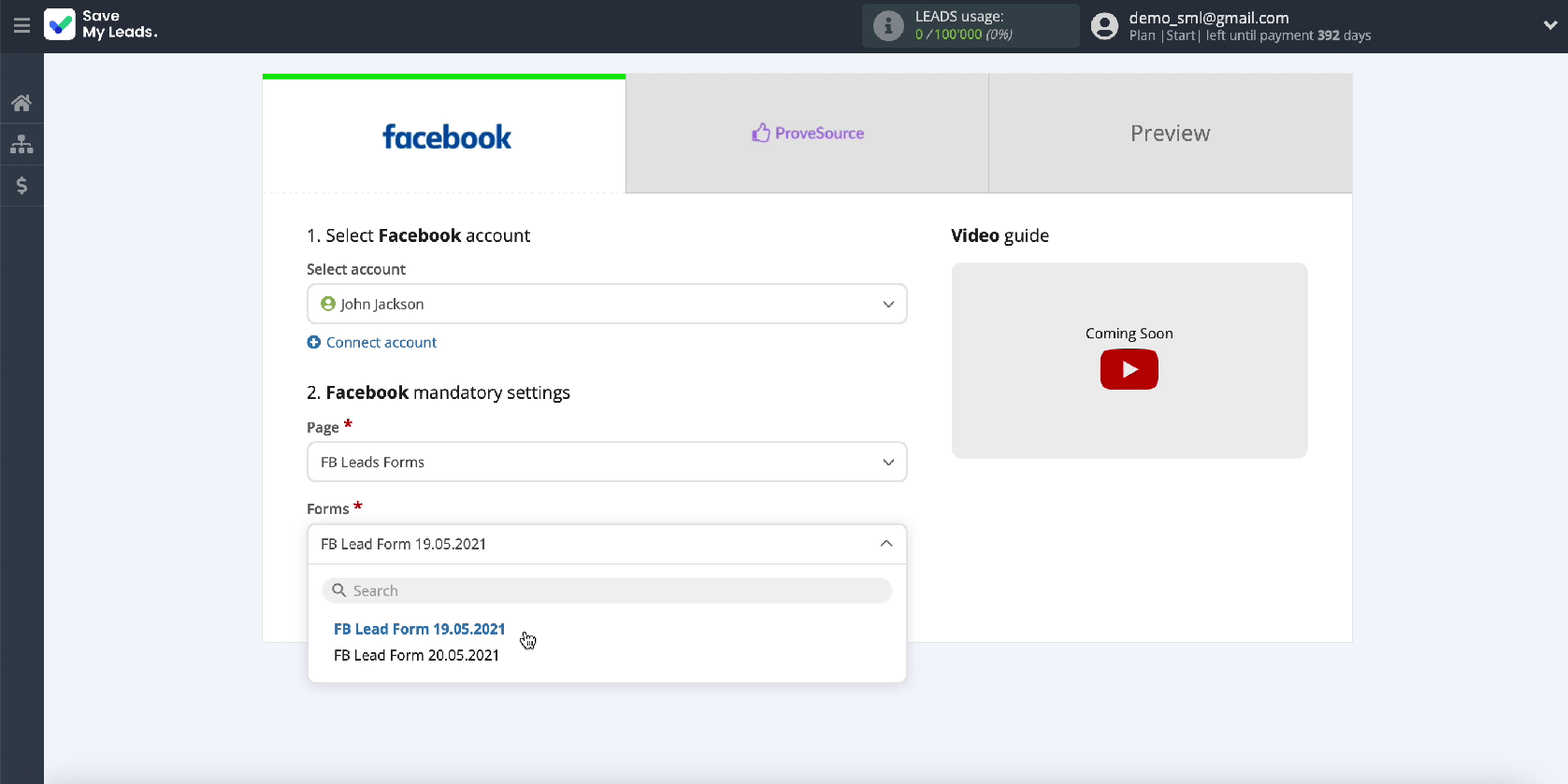 How to Automatically Send Data to ProveSource from Facebook Leads | Specify the forms