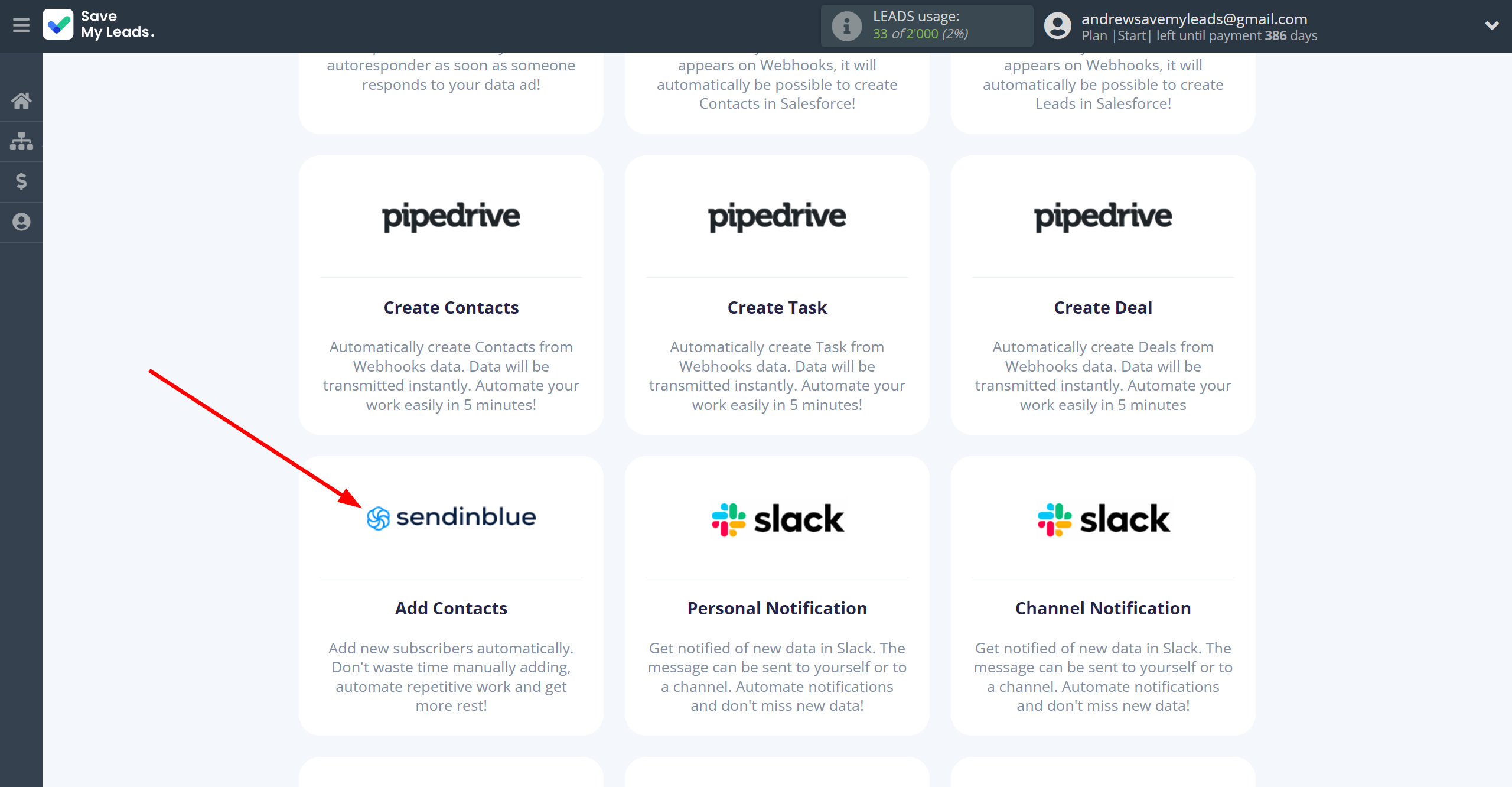 How to Connect Webhooks with Brevo | Data Destination system selection