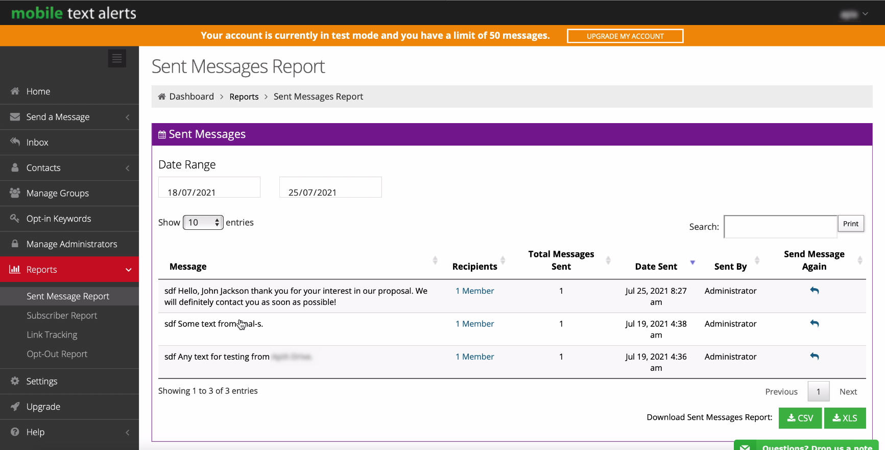 Facebook and Mobile Text Alerts integration | Test data results Facebook and Mobile Text Alerts integration | Test data results