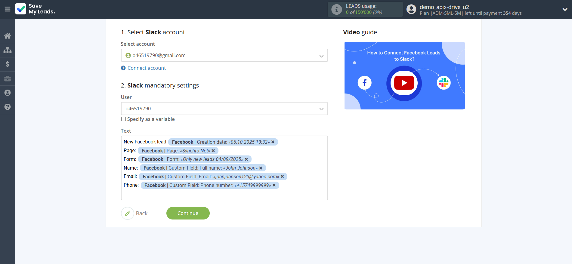 How to Connect Facebook with Slack Personal Notification | Assigning fields How to Connect Facebook with Slack Personal Notification | Assigning fields