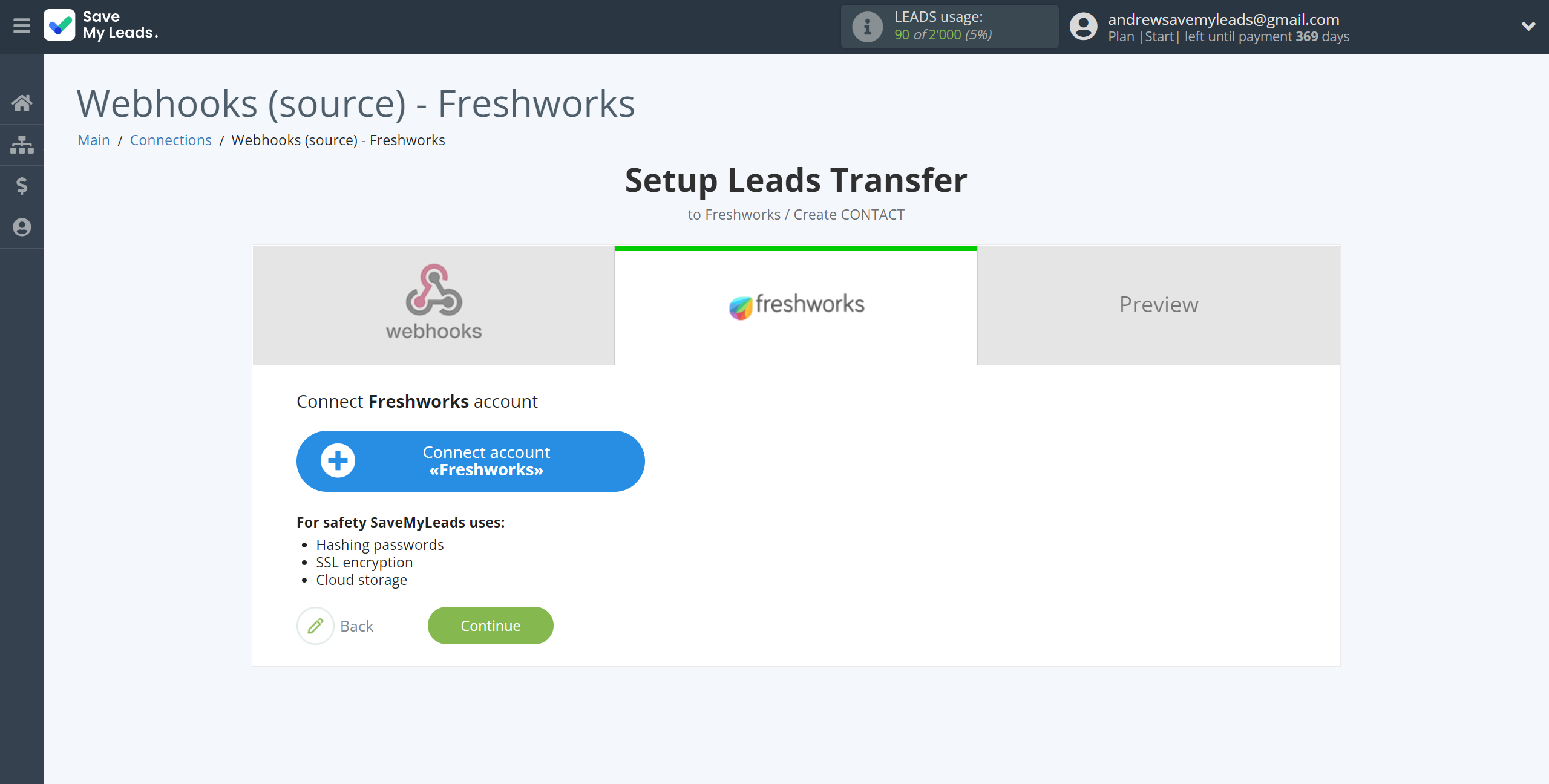 How to Connect Webhooks with Freshworks Create Contacts | Data Destination account connection